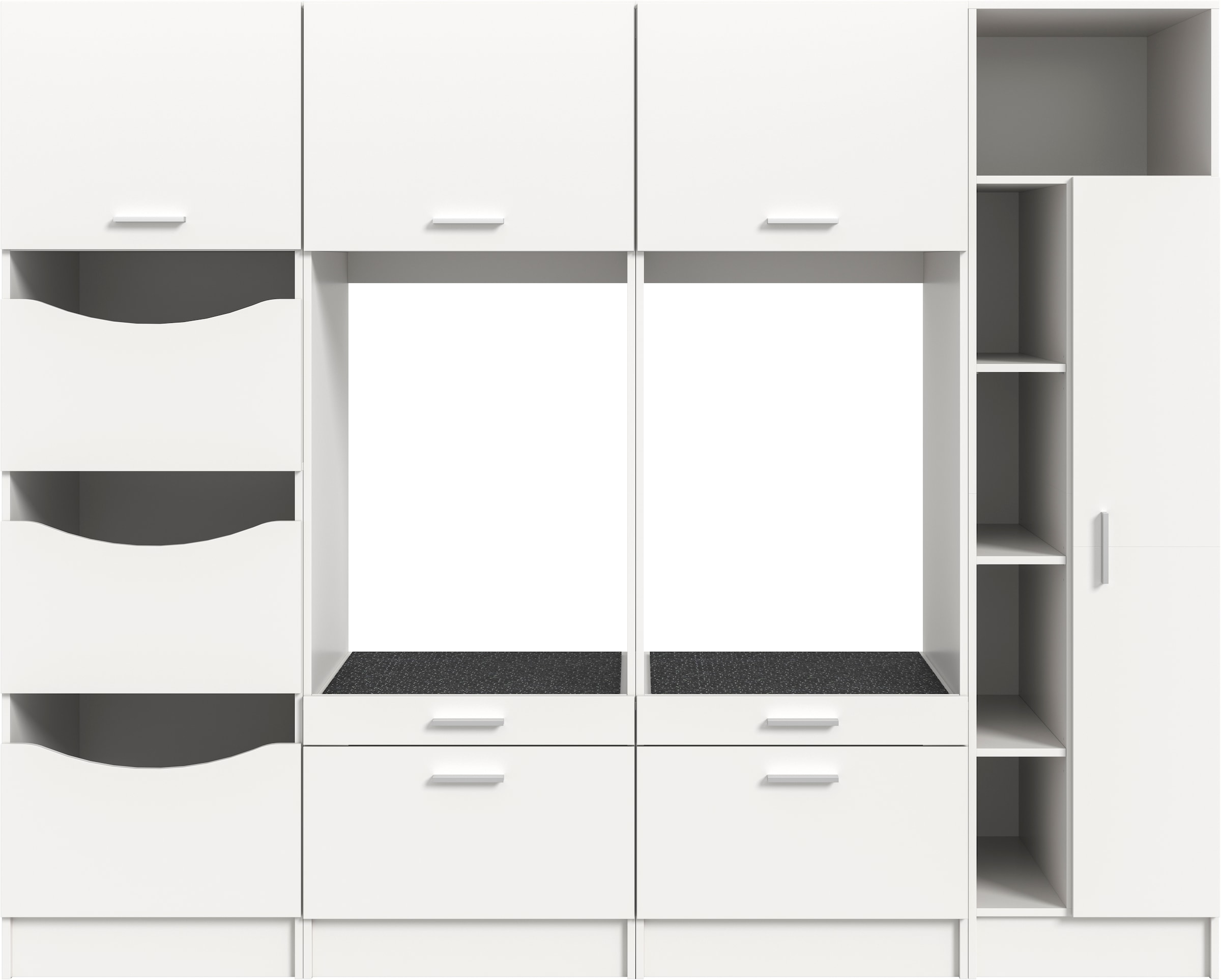 welltime Badmöbel-Set »FALAS, TOPSELLER!, 4-teilig, Hauswirtschaftsraum Set, Breite 292 cm«, (Set, 4 St., 2x Waschmaschinenumbauschrank, 1x Wäscheschrank & 1x Mehrzweckschrank), Kombination, Waschmaschinenumbau, Waschmaschinenschrank, Wäschekammer