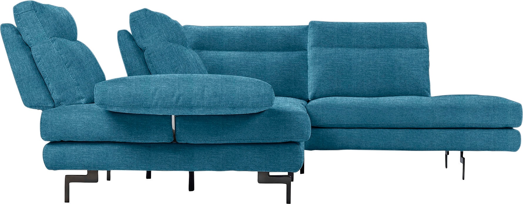 CALIA ITALIA Ecksofa »Toby Wing, L-Form, Designsofa mit sensationellem Sitzkomfort«, Sitztiefenverstellung, funktionale Ecke, Füße in schwarz matt