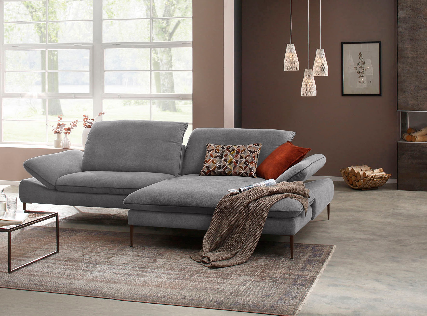 W.SCHILLIG Ecksofa "enjoy&MORE, Designsofa, elegant und bequem, L-Form" Sitztiefenverstellung, Füße bronze pulverbeschichtet, Breite 294 cm