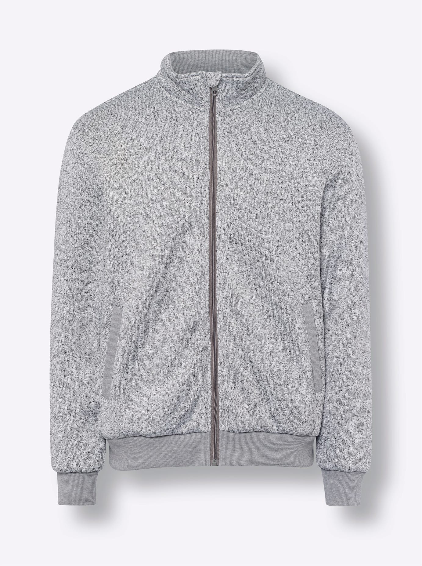 Classic Men Knit Fleece Jacket Light Gray 52/54 3