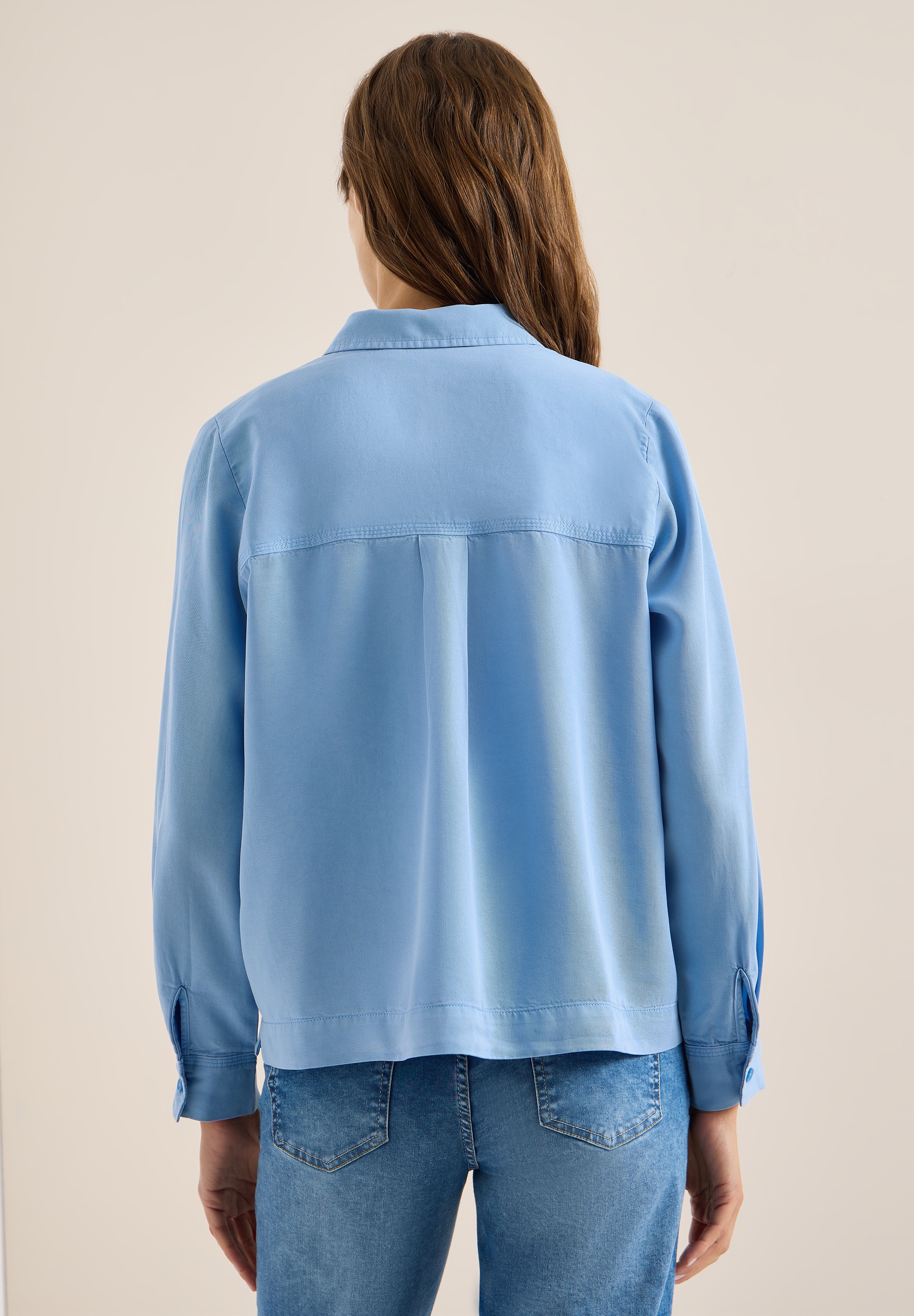 Langarmbluse CECIL, Damen, Gr. M (40), cloud blau, Stoff, 100% Lyocell, unifarben, normal normal, V-Ausschnitt, Bündchen, Blusen, soft und weich 5