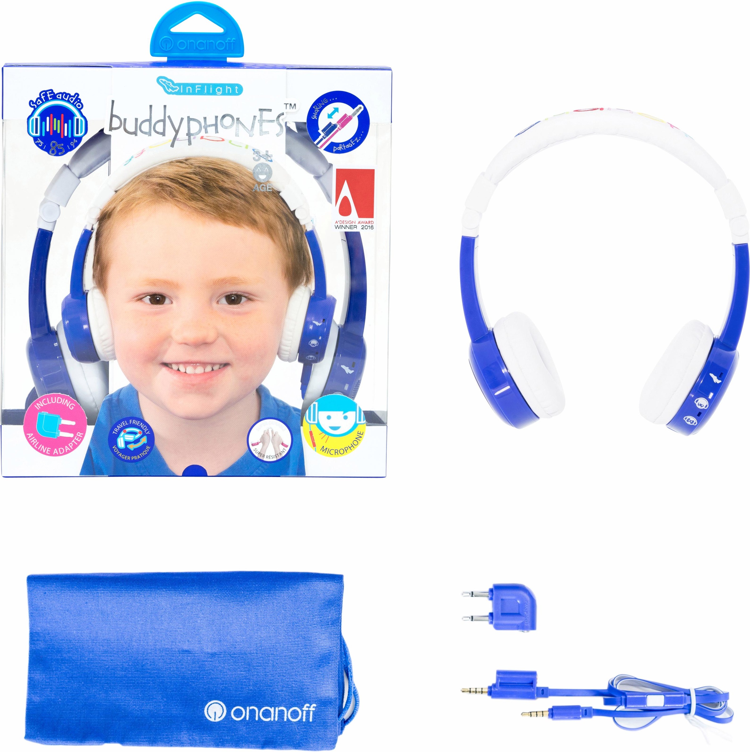 buddyphones™  Kinder-Kopfhörer »Inflight, blau«