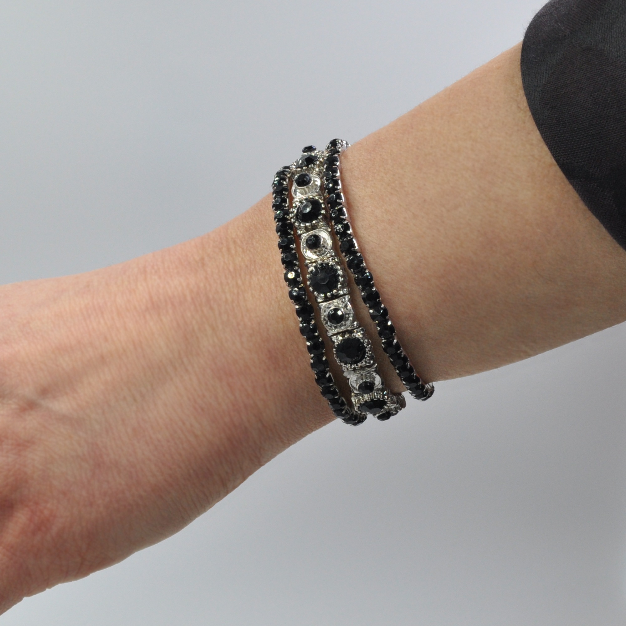 Steuer Armband »Set aus 3 Strecharmbändern rhodiumf.-schwarz«