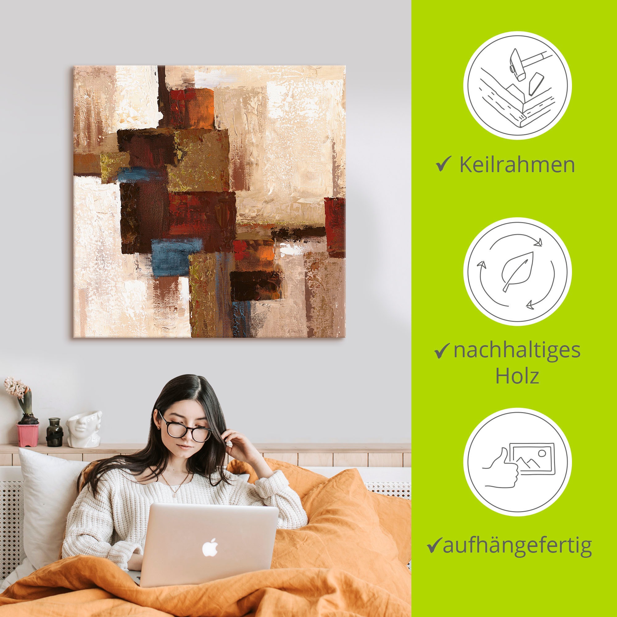 Artland Wandbild »Karos Abstrakt I«, Muster, (1 St.), als Leinwandbild, Wandaufkleber in verschied. Größen