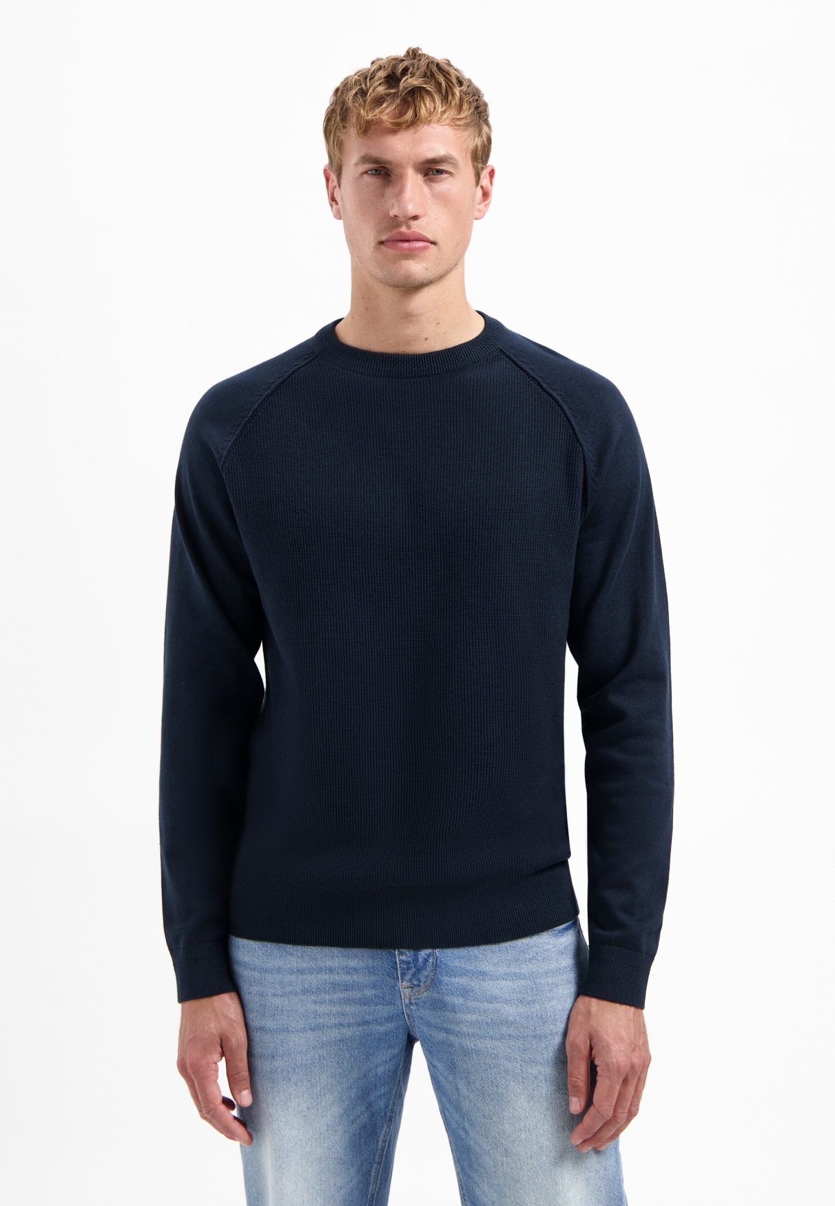 NO EXCESS V-Ausschnitt-Pullover "No Excess Waffelstrickpullover" günstig online kaufen