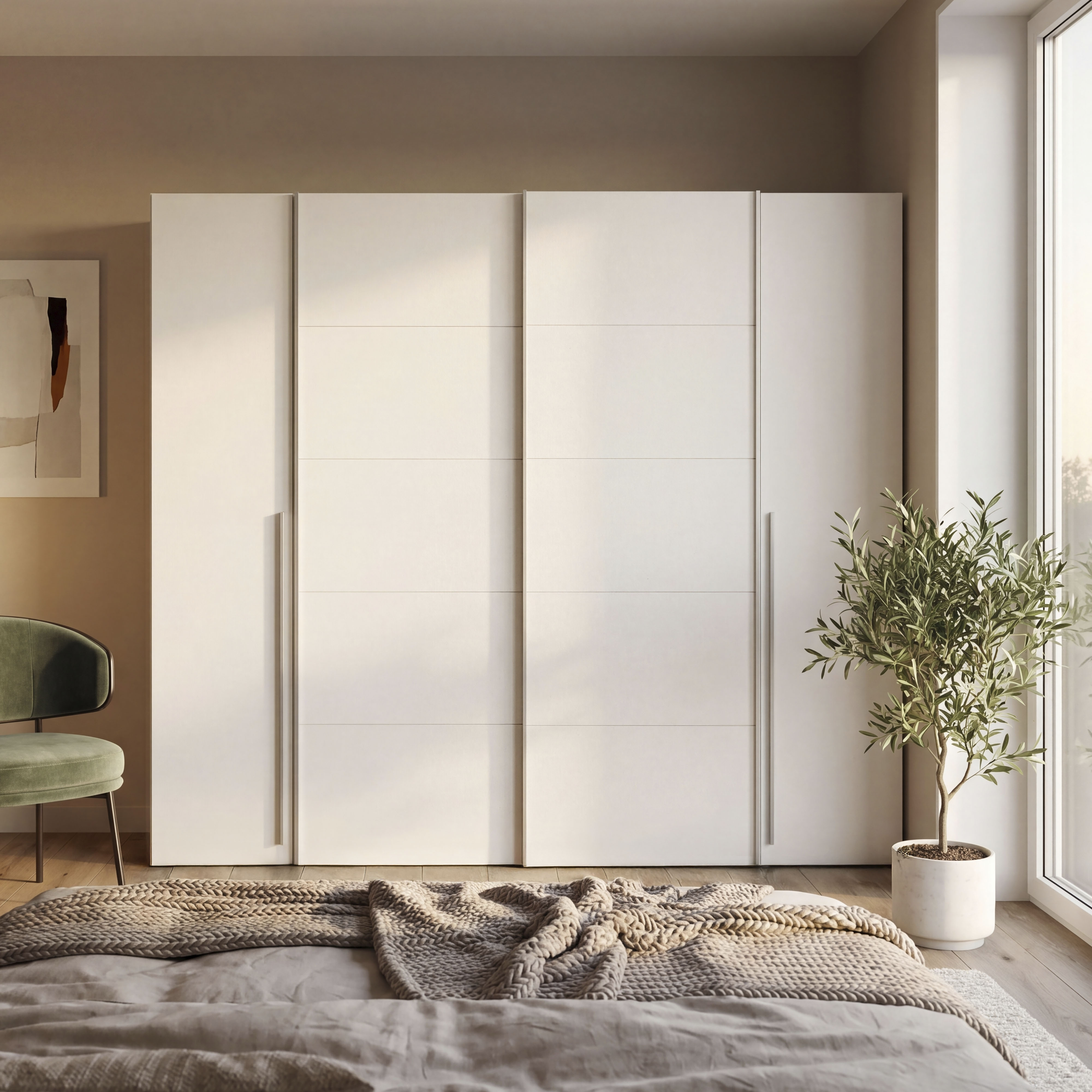 FORTE Kleiderschrank "Narago, Kombischrank, modernes Design" B/H/T ca. 270/210/61cm, auch mit Premiumausstattung, Kombination aus Schwebetüren mit seitlichen Drehtüren, Made in Europe