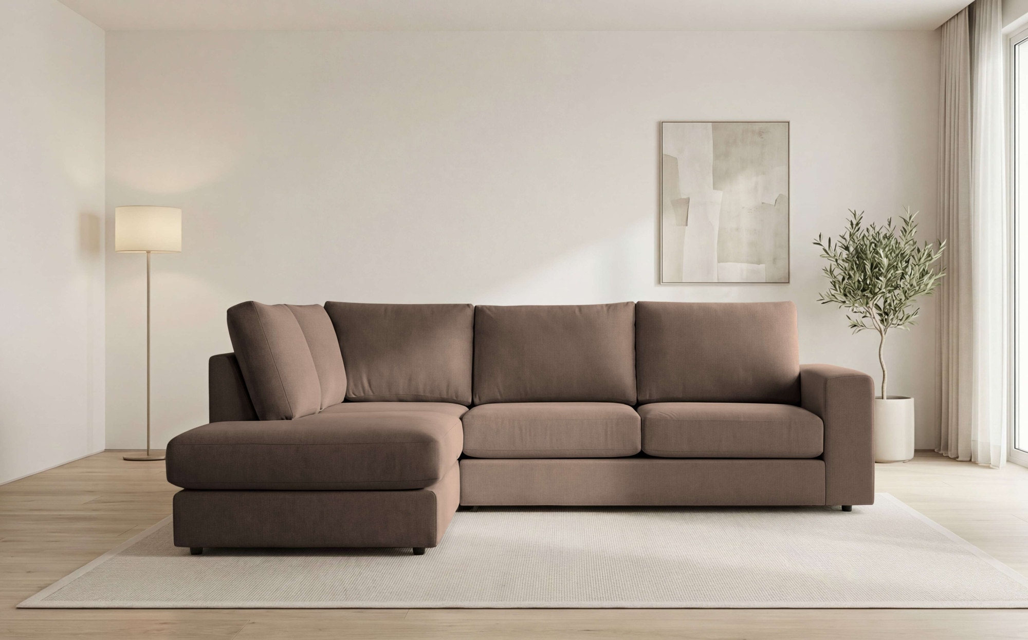 OTTO home Ecksofa "Nivette, weiches Chenille" Breite 292 cm, L-Form, bodentief, mit Wellenunterfederung