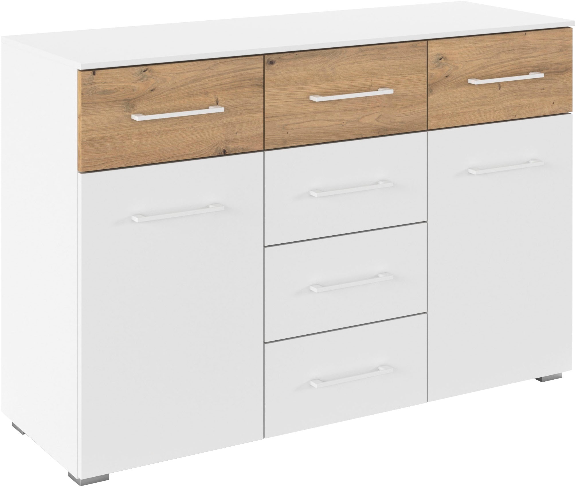 rauch Kombikommode »Sideboard Kommode Schubladenkommode Türenkommode BOSTON-EXTRA« B/H/T: 120/81/42 cm,  mit 6 geräumigen Schubladen, Einlegeböden verstellbar MADE IN GERMANY