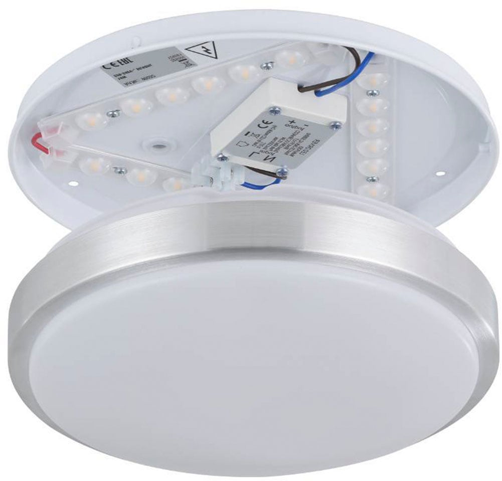 EGLO LED Deckenleuchte »COMPETA 1 Deckenlampe, weiß, nickel-matt, rund, Wohnzimmerlampe«, 1 flammig, Leuchtmittel LED-Board | LED fest integriert, Stahl und Kunststoff, Esszimmer, Industrial, minimalistisch, Ø24,5cm