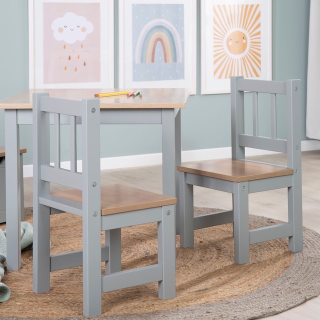 roba® Kindersitzgruppe »Woody, Holzdekor/taupe«, (3 tlg.) | BAUR