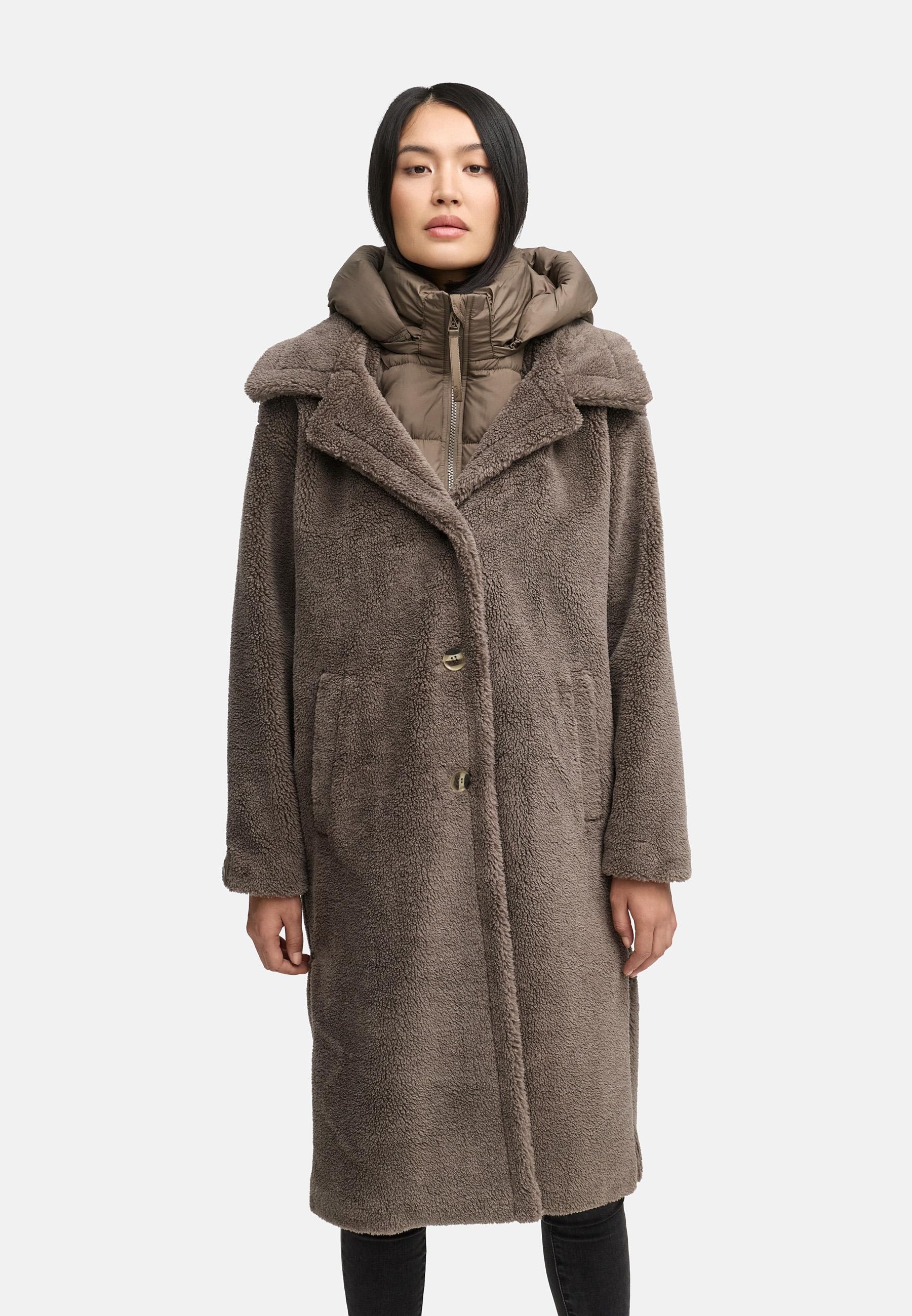 Navahoo Wintermantel »Teddyzauber 14«, Plüschmantel aus Teddyfleece mit abnehbmarem Krageneinsatz