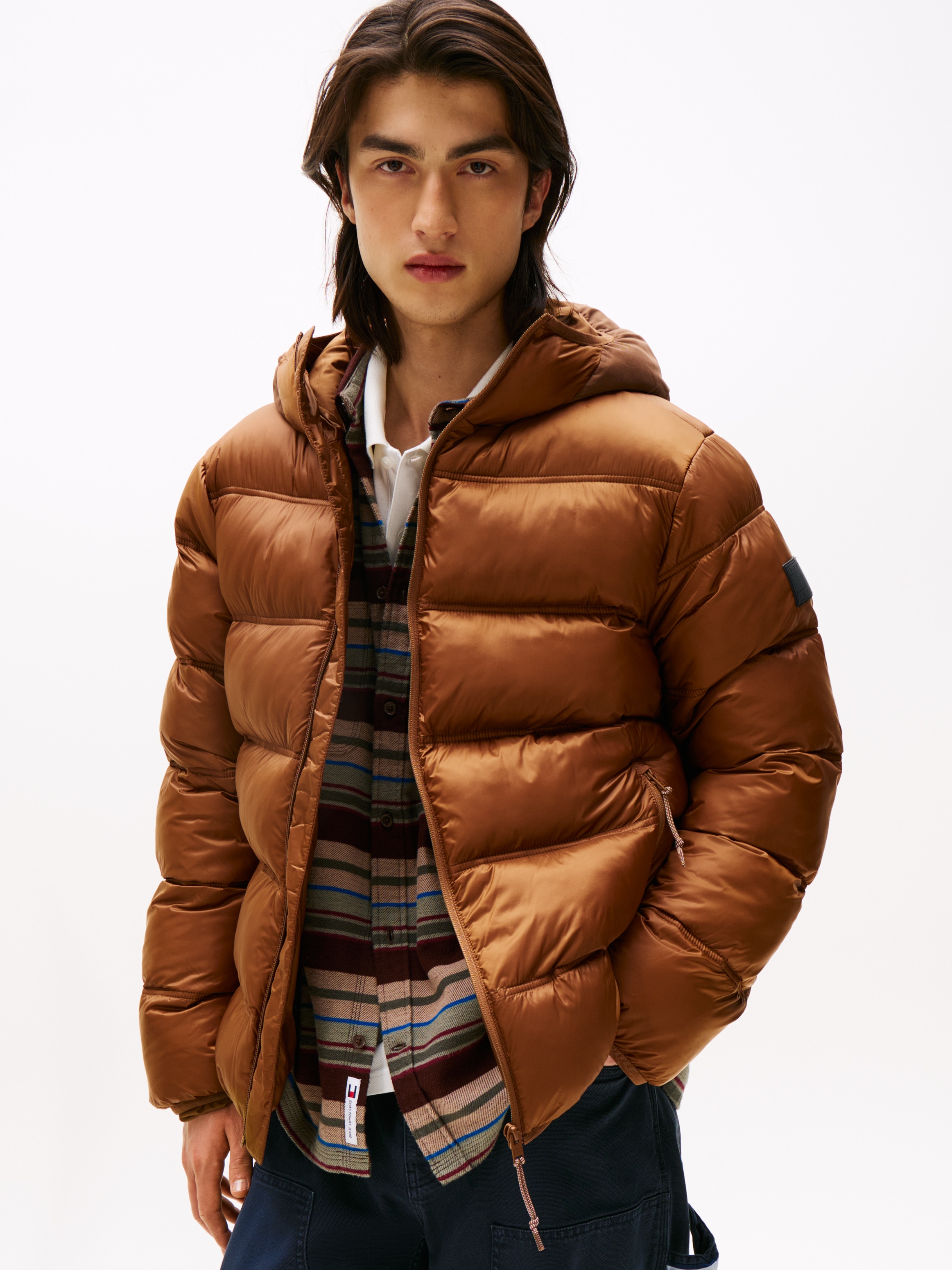 Tommy Jeans Steppjacke "HOODED LOGO PUFFER", mit Kapuze, Daunenjacke, Überg günstig online kaufen