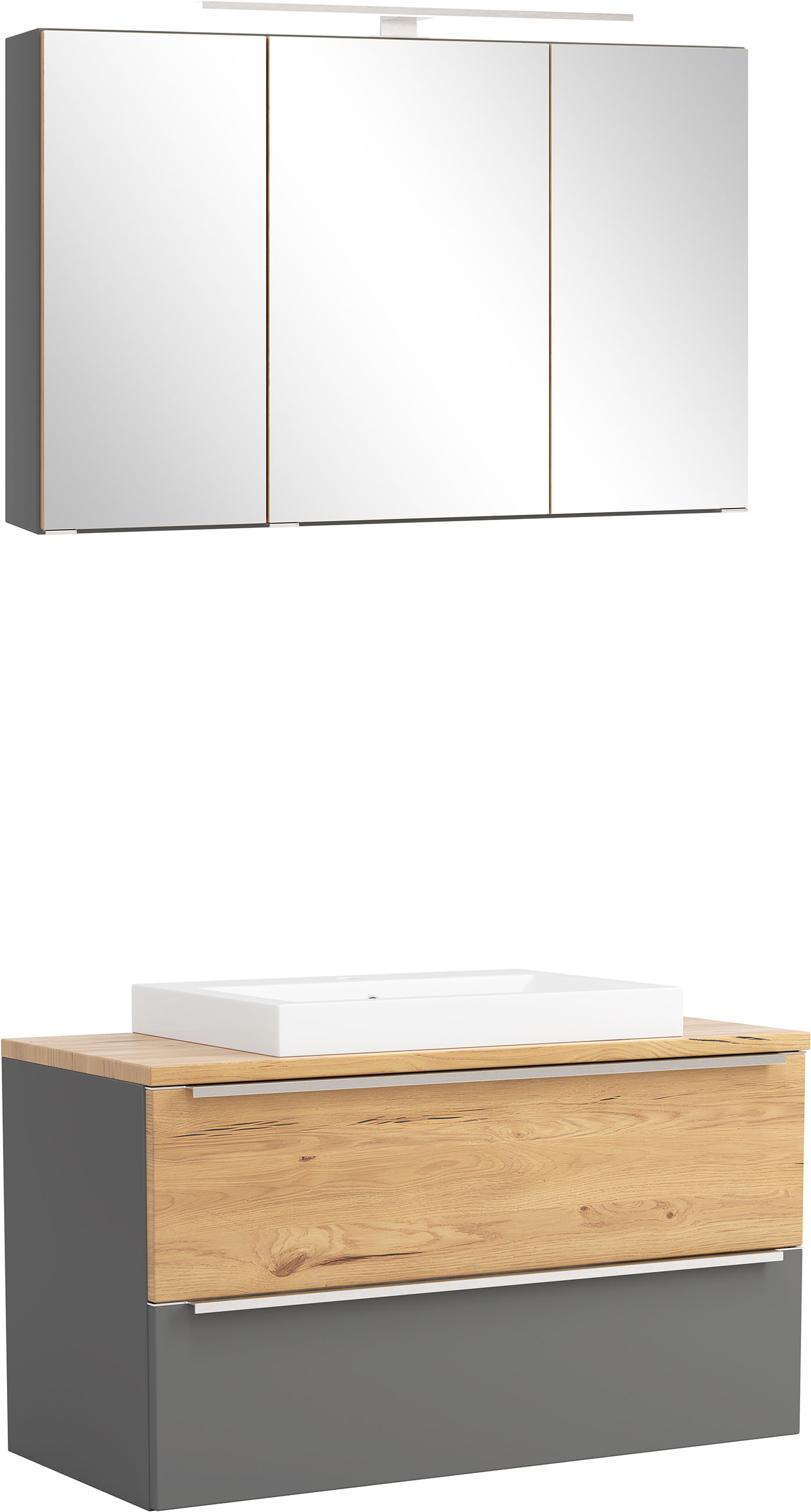 welltime "TRIENT, Set: Spiegelschrank und Waschtisch" 2 Stk. tlg.