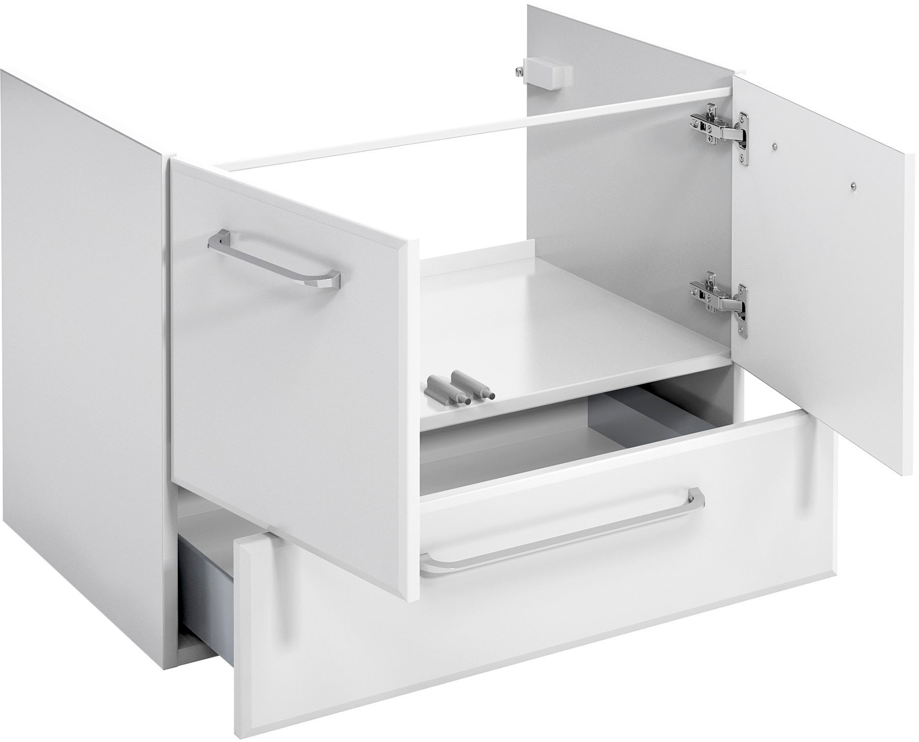 Saphir Badmöbel-Set »Quickset 341 3-teilig, Keramik-Waschtisch und LED-Spiegelschrank«, (Set, 3 St.), mit Midischrank, inkl. Türdämpfer, 7 Türen, 3 Schubladen