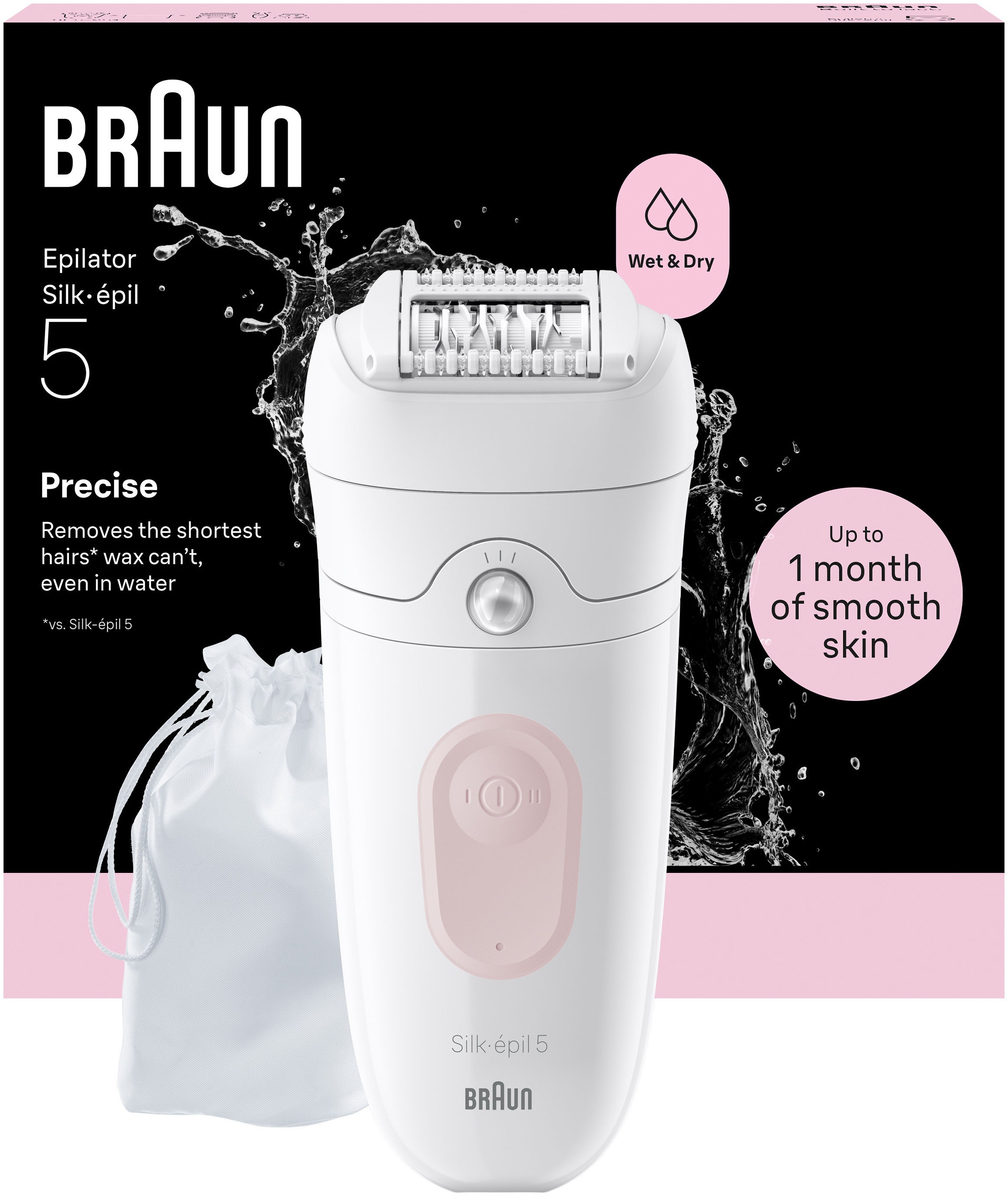 BRAUN Damen Epilierer "Silk-épil 5 SE5-011"rosa, Epilierer, Wet & Dry, Einfache Haarentfernung, Langanhaltend glatte Haut