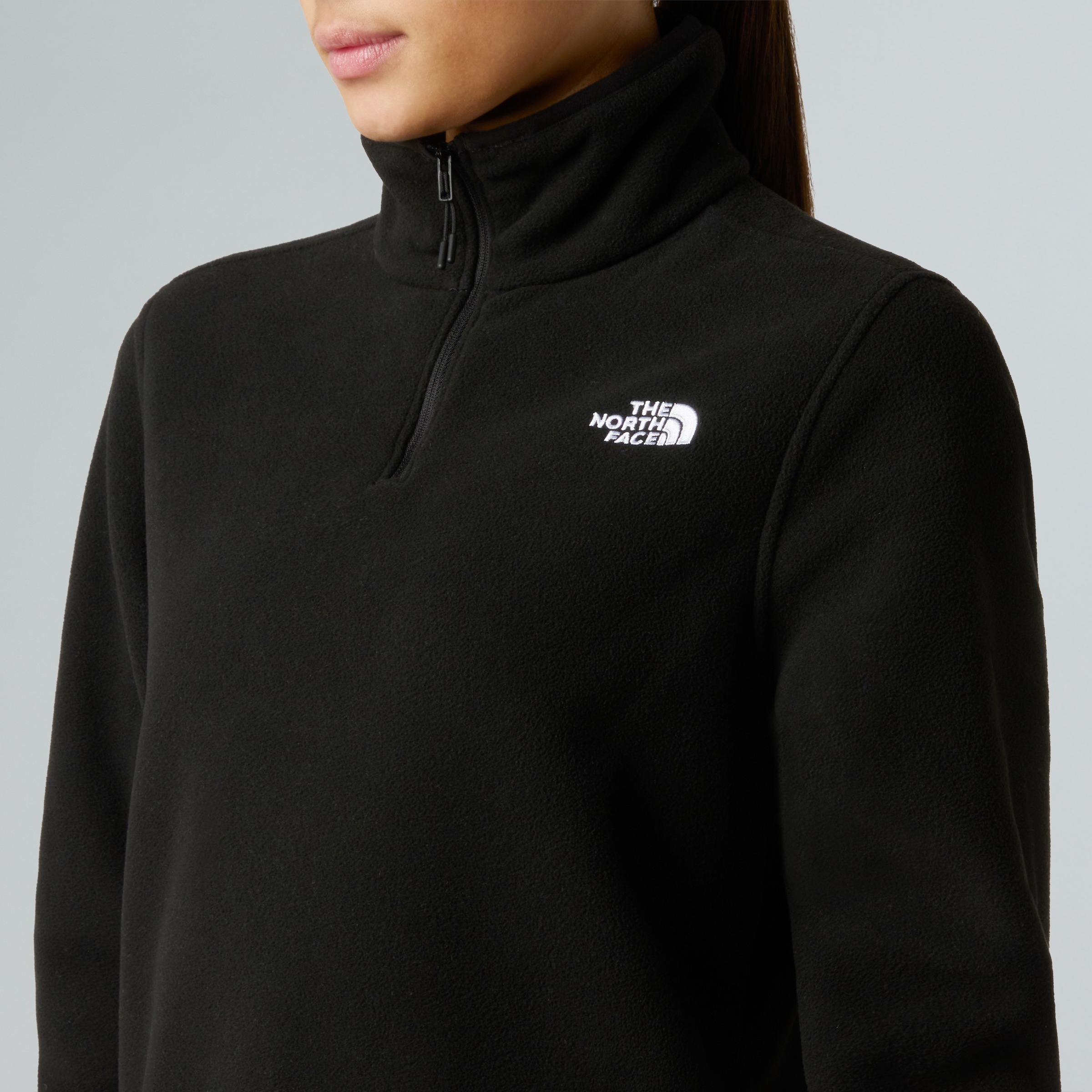 Fleecepullover THE NORTH FACE "W GLACIER FLEECE 1/4 ZIP JACKET", Damen, Gr. XL, tnf schwarz, Fleece, Obermaterial: 100% Polyester, normal, ohne Ausschnitt, Sweatshirts Fleecepullover, Halfzip aus Polyester, mit 1/4 Reißverschluss 4