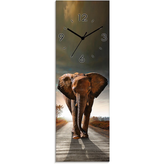 Artland Wanduhr »Ein Elefant läuft auf der Straße«, wahlweise mit Quarz-  oder Funhuhrwerk, lautlos ohne Tickgeräusche kaufen | BAUR