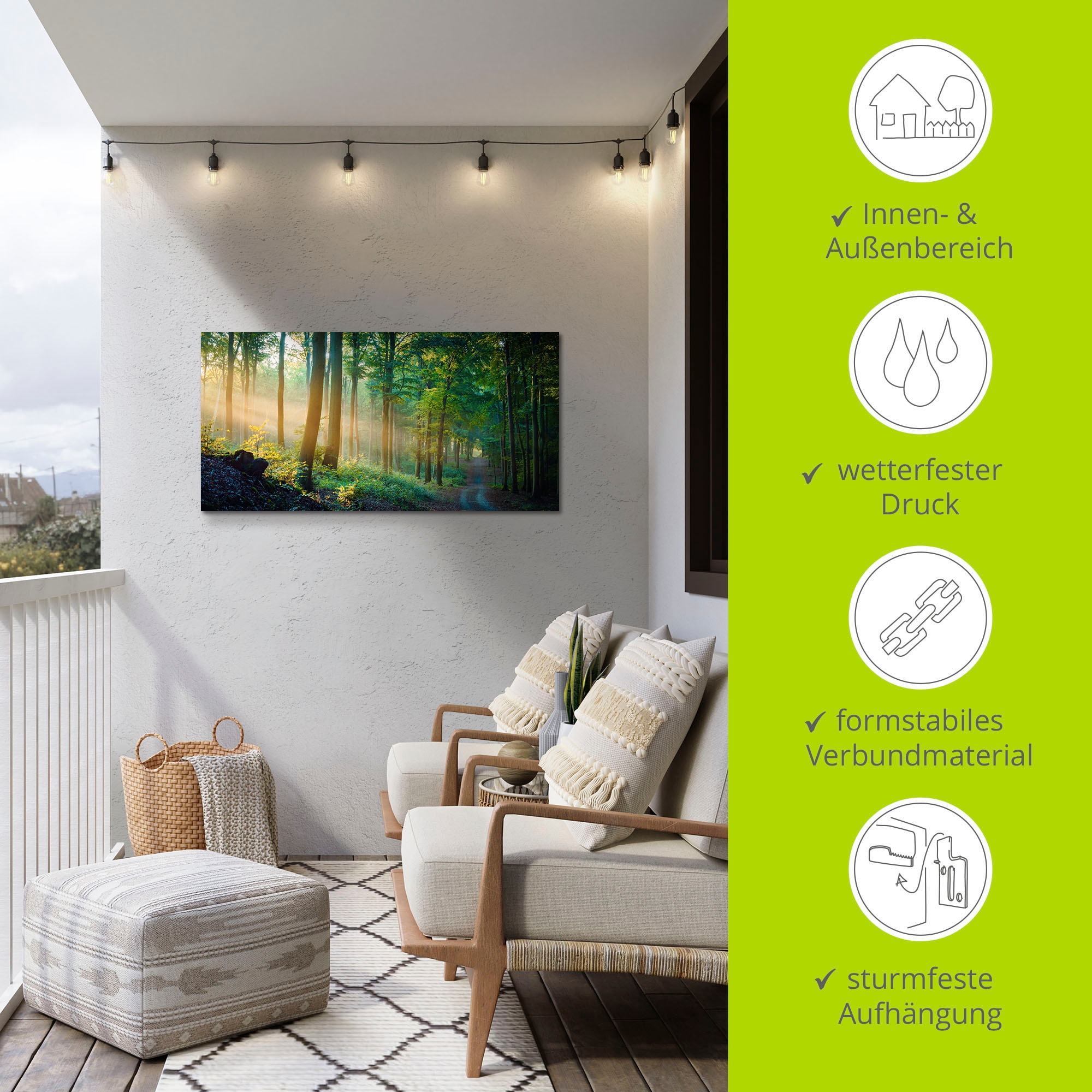 Artland Wandbild »Herbstmorgen im Wald« Waldbilder 1 Stk. tlg. als Alubild, Outdoorbild, Leinwandbild, Poster in verschied. Größen