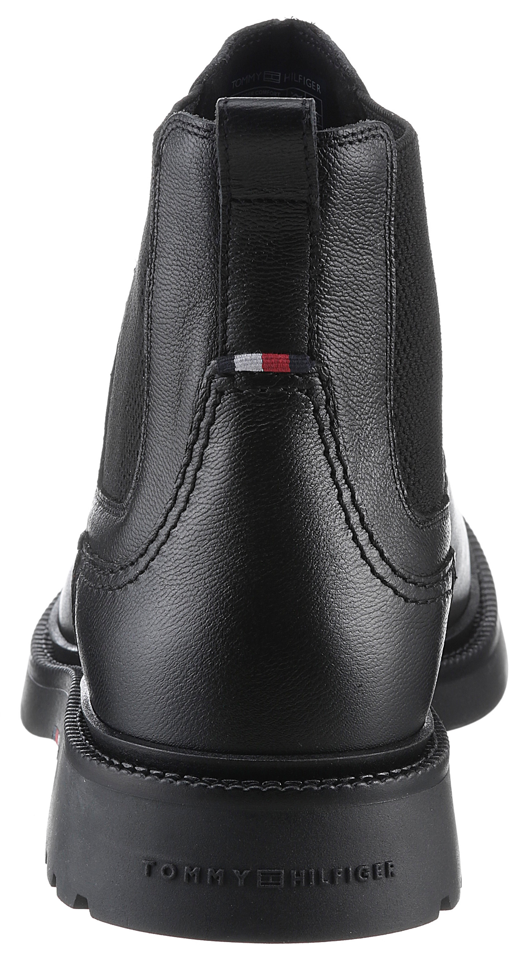 Tommy Hilfiger Chelseaboots »HILFIGER COMFORT LWT LTH CHELSEA«, Blockabsatz, Businessschuh, Stiefelette, Schlupfschuh mit Ziernähten