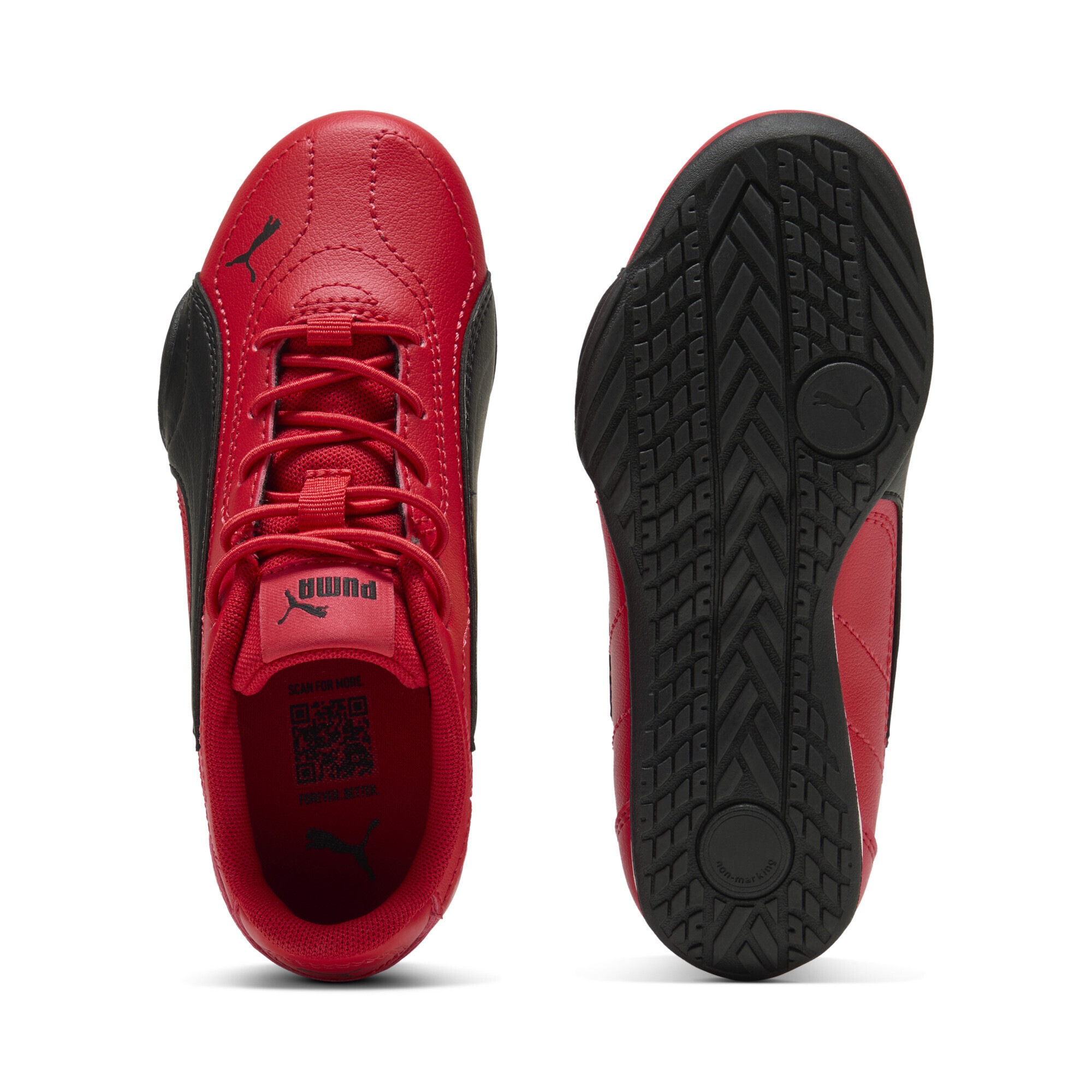 Sneaker PUMA "Puma Catch Sneakers Kinder", Damen, Gr. 27,5, for all time rot schwarz, Obermaterial: Textil, Synthetik; Futter: Textil; Innensohle: Textil; Laufsohle: Gummi, Schuhe Sneaker 3