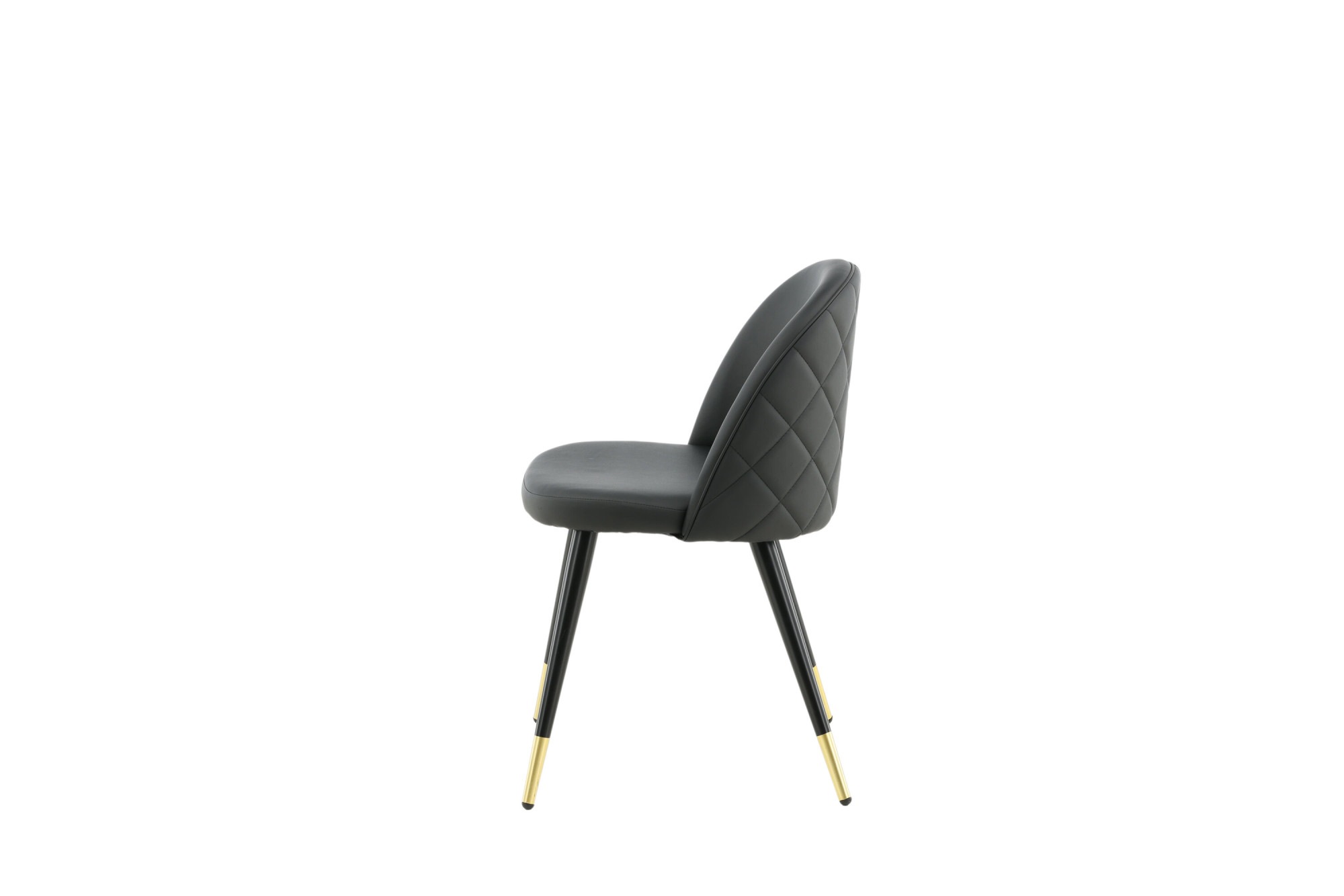 Venture Home Esszimmerstuhl »Velvet Stitches, 2er-Set Esszimmerstühle in Schwarz-PU, 150 kg« () 2 Stk.Polsterstuhl, Lederlook, schwarze Metallbeine, abgerundet, edel