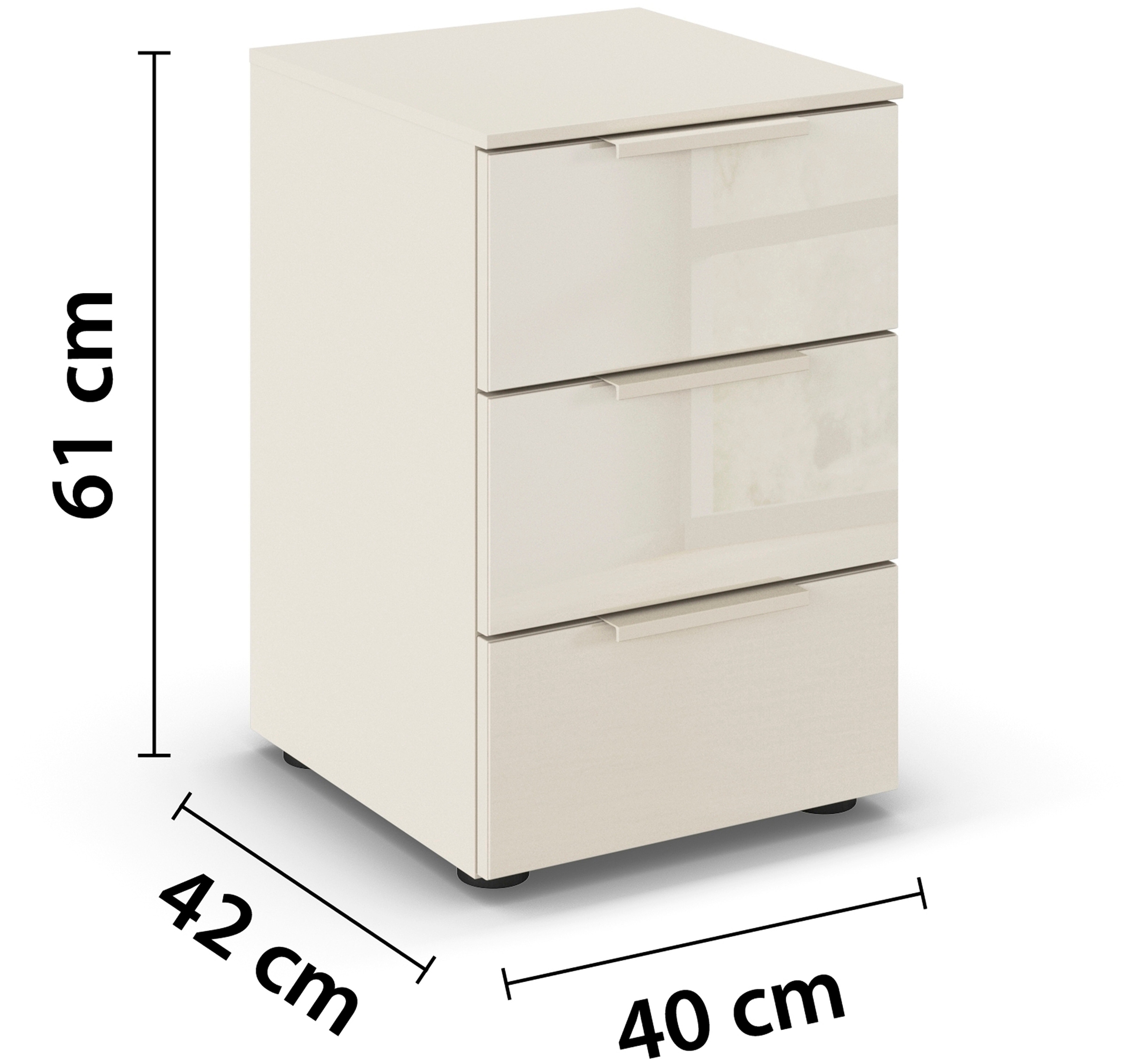 rauch Nachtkommode »Nachttisch Nachtschrank Nachtkonsole FLIPP mit Glasfront«, (Breite 40 cm), mit 3 Schubladen und Soft-Close-Funktion sowie Glasfront