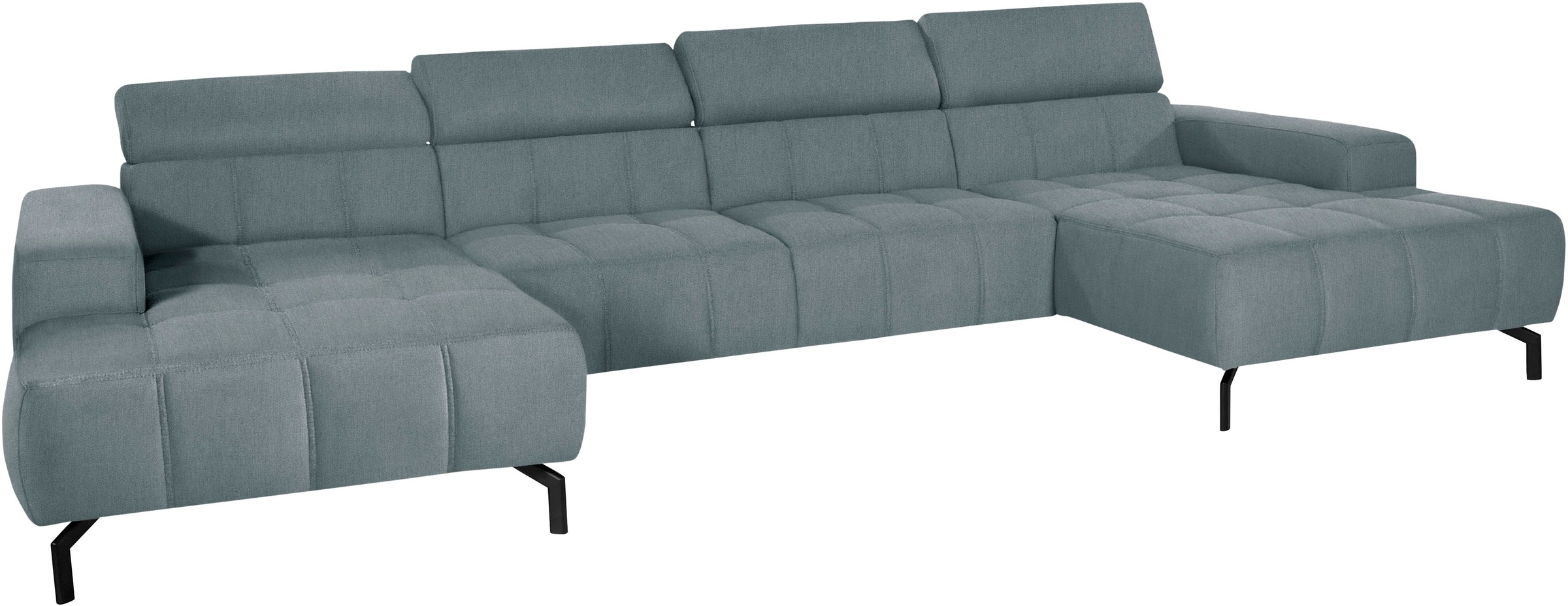 DOMO collection Wohnlandschaft »Cunelli tolle Sitznähte als Designelement, fester Sitzkomfort, U-Form«, wahlweise mit Kopfteilverstellung, bodenfrei