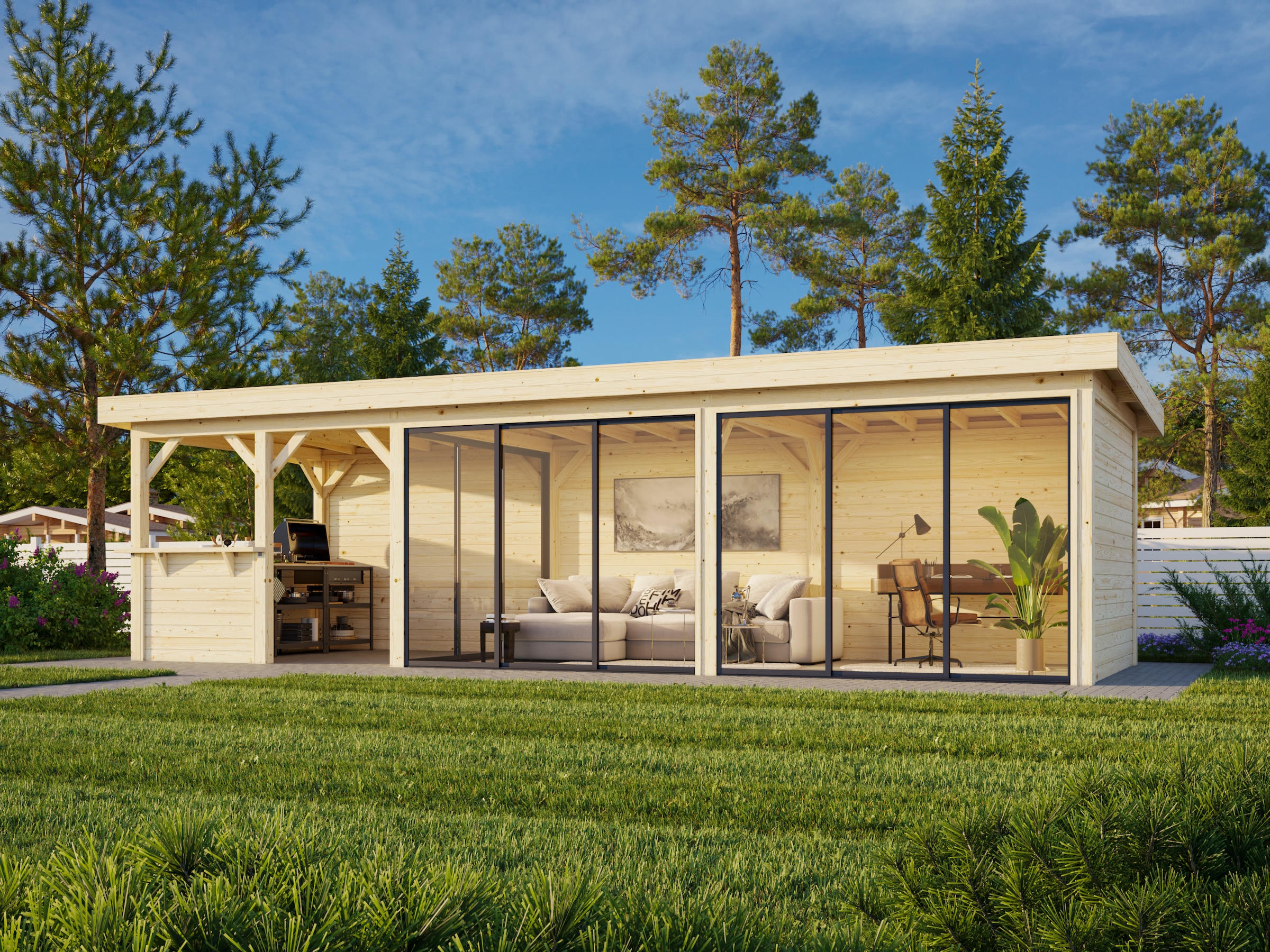 Palmako Gartenhaus »Lenna 24,9 m², Set 719 Slide Plus«