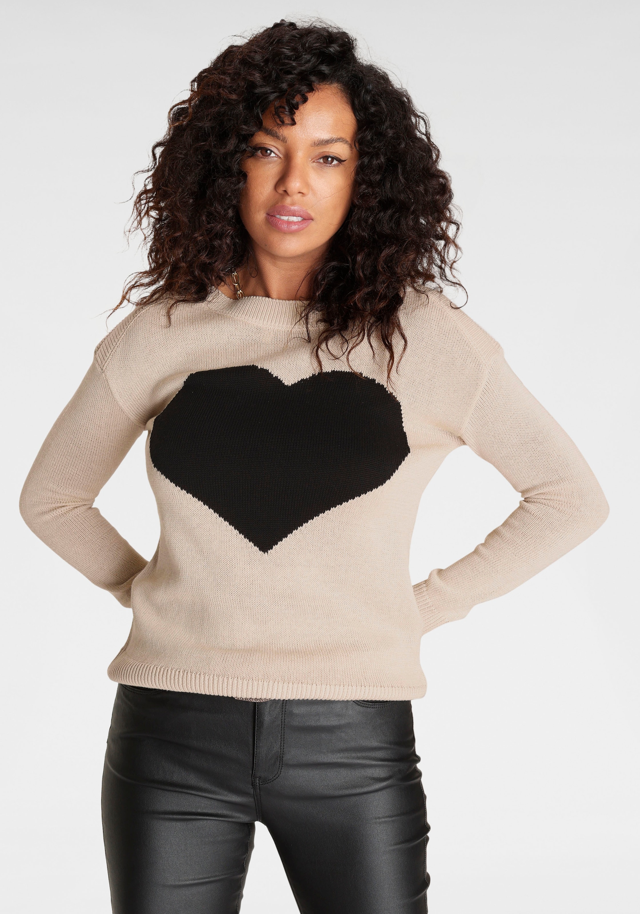 Laura Scott Strickpullover, mit Herz-Strickmuster