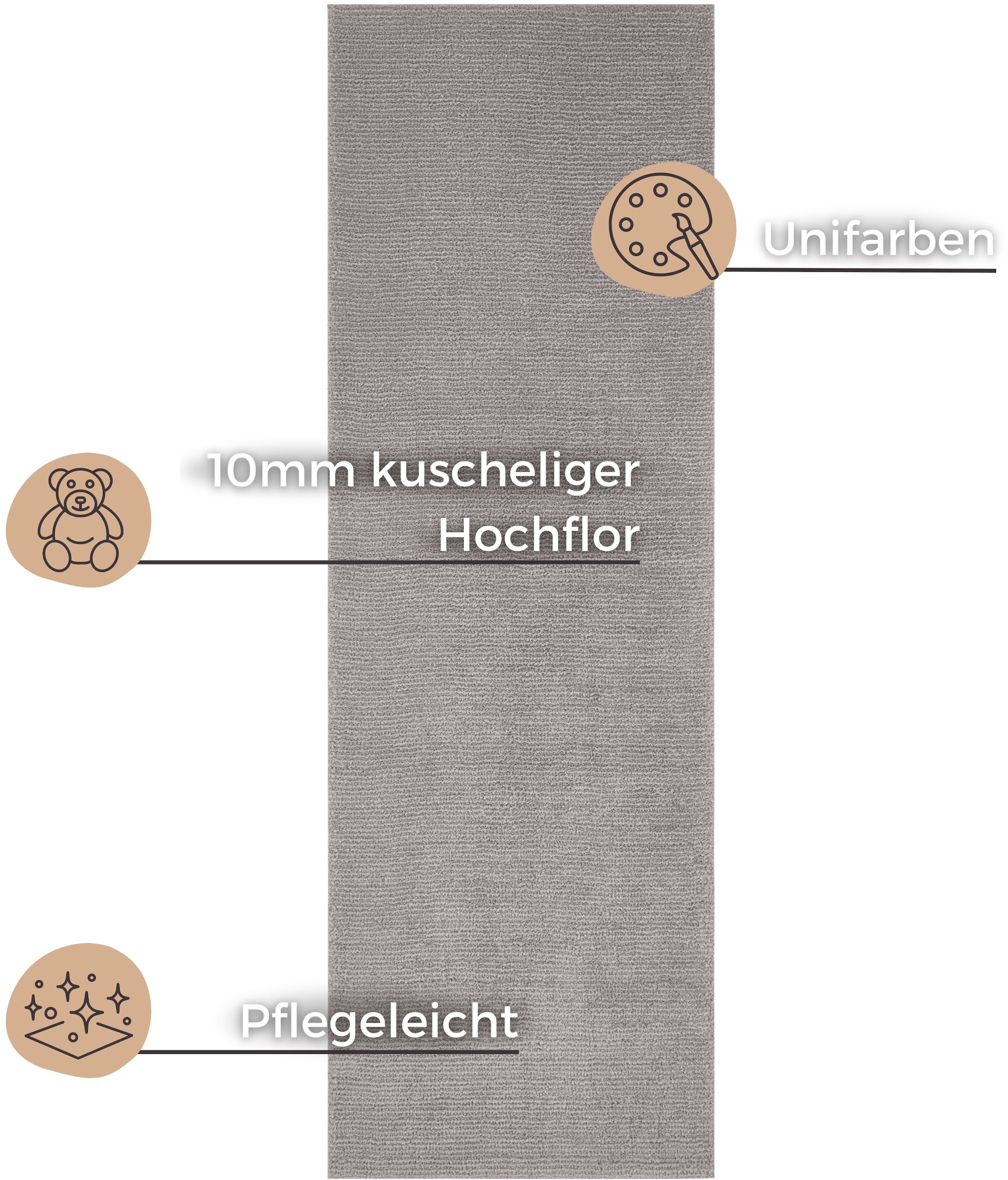 HANSE Home Teppich »Supersoft«, rechteckig, 10 mm Höhe, Kurzflor, Läufer Modern, Einfarbig, Wohnzimmer, Schlafzimmer