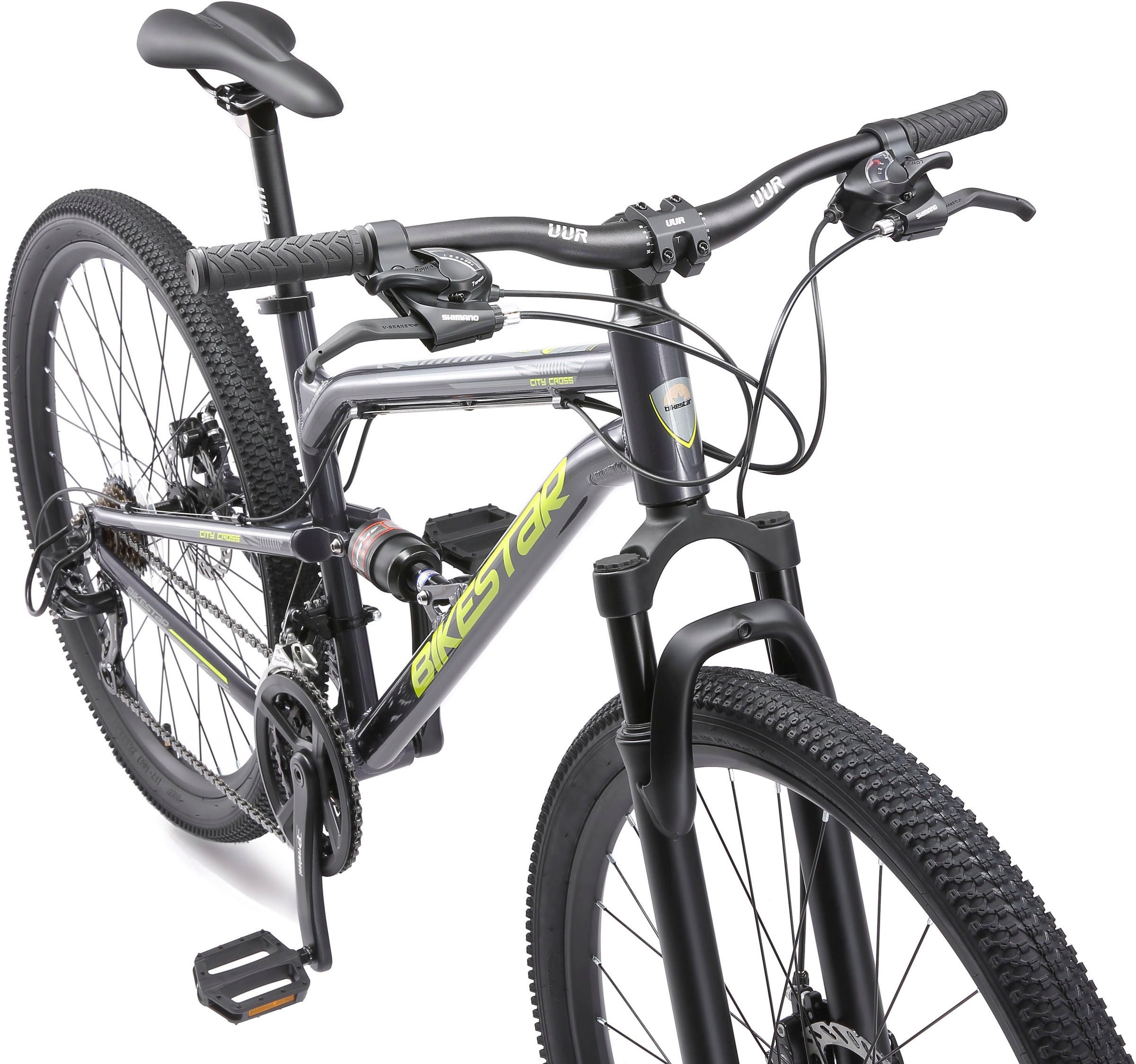 Bikestar Mountainbike, 21 Gang, Shimano, RD-TY300 Schaltwerk, Kettenschaltung, für Damen und Herren, Kettenschaltung