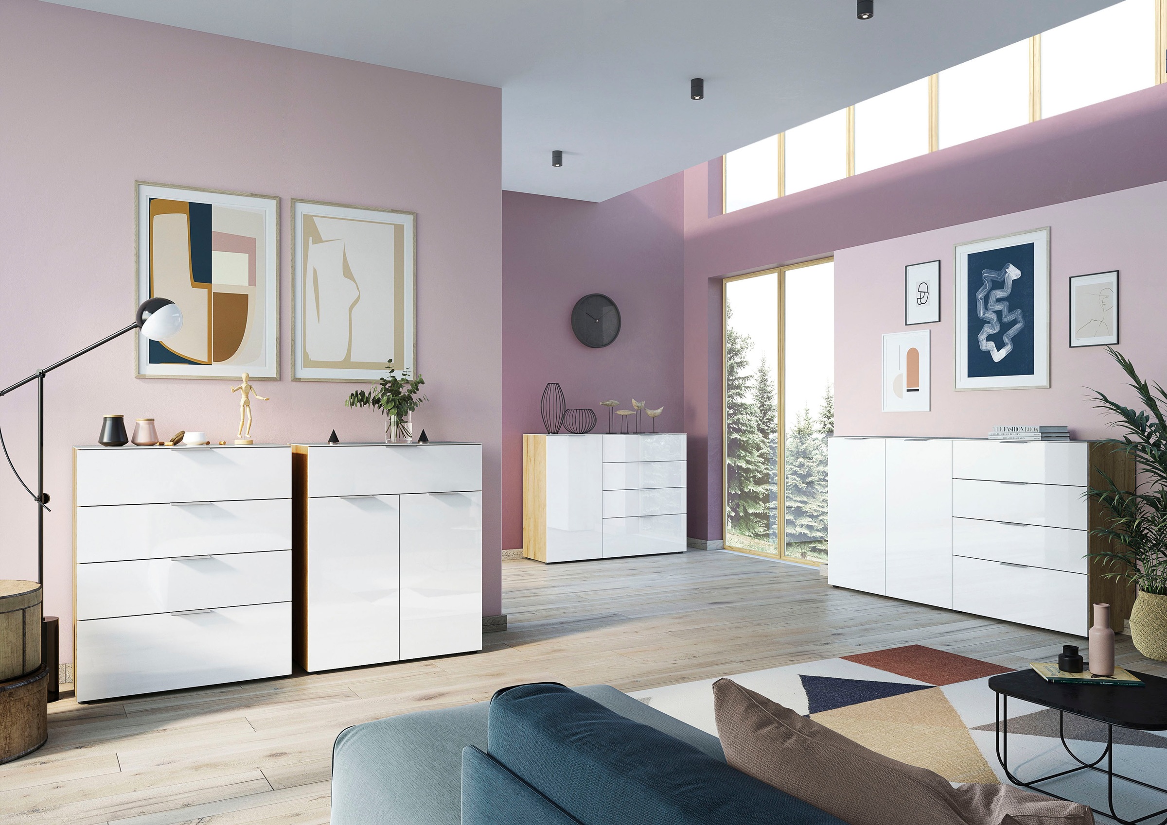 GERMANIA Sideboard "Oakland", in 2 Breiten, Fronten und Oberboden mit Glasa günstig online kaufen