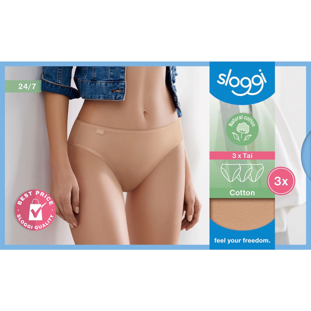 sloggi Jazz-Pants Slips »24/7 Cotton Tai C3P«, (3er Pack), hochwertige Verarbeitung mit flachen Nähten, angenehmer Elastikbund