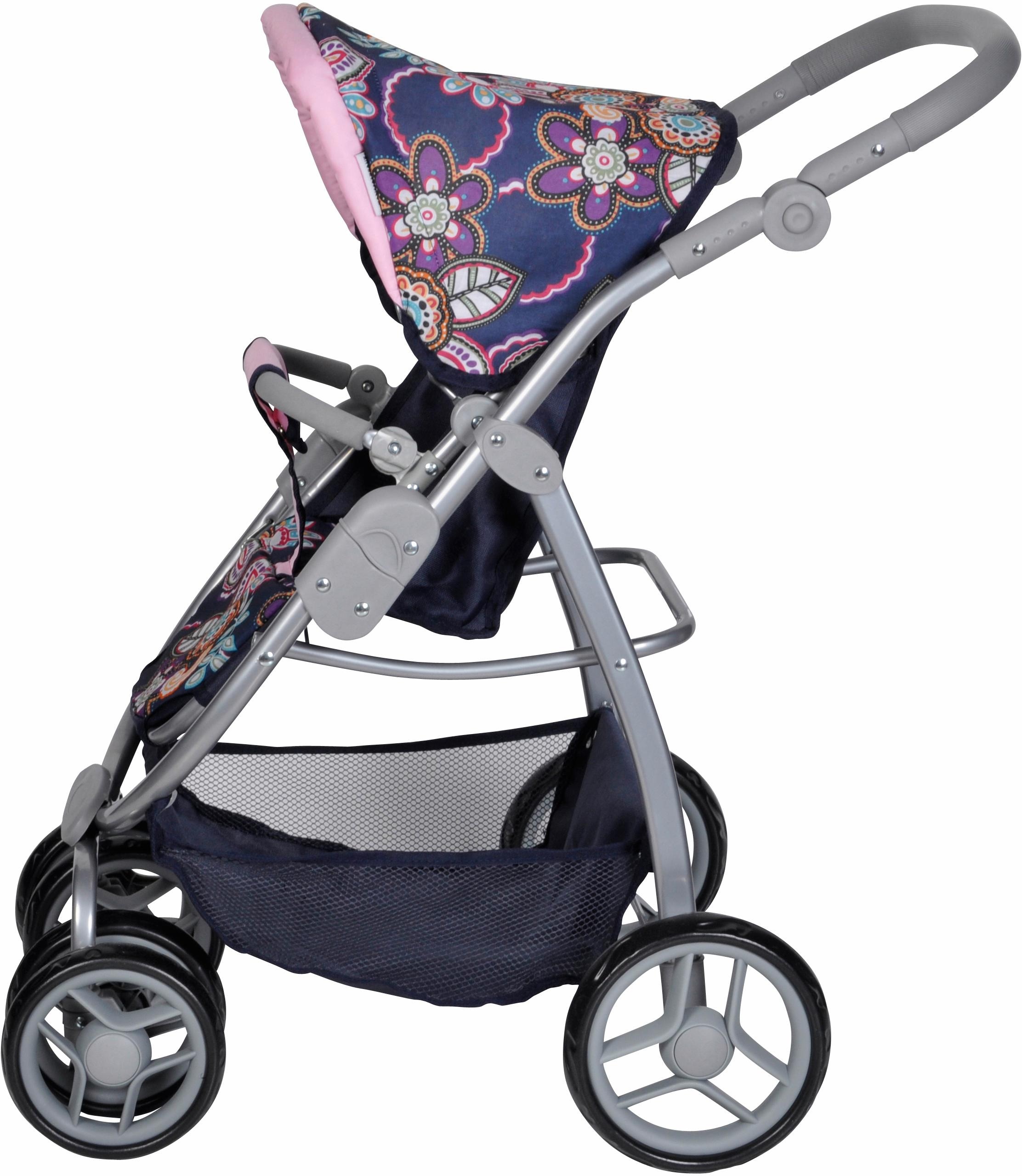 Knorrtoys® Kombi-Puppenwagen »Coco - Blau/Rosa/Blumen«, 2-in-1