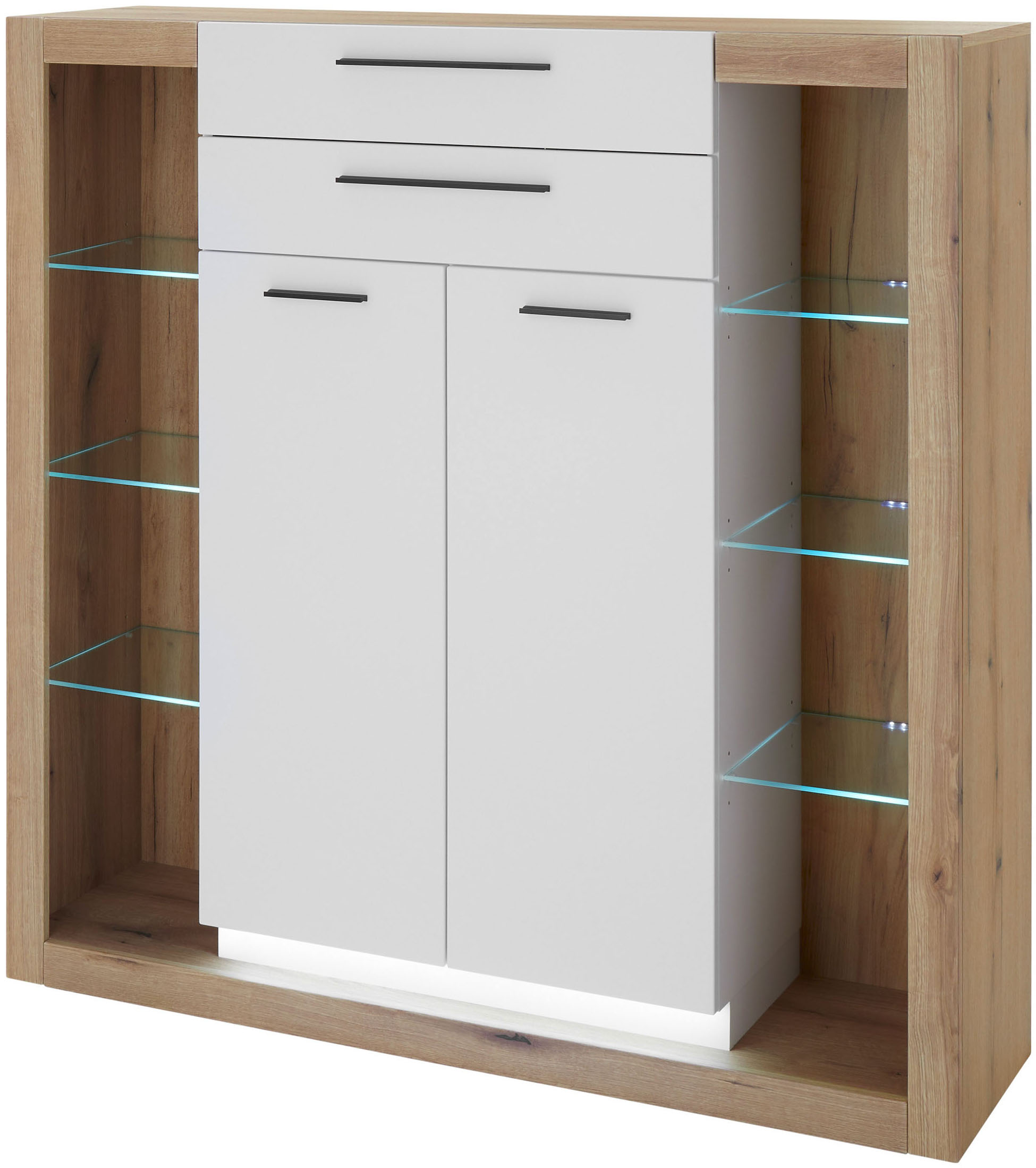 Thumbnail - Home affaire Highboard "Brixen, moderne Kommode, Stauraumelement in Eiche Evoke Dekor" Metallgriffe, ausreichend Staurau...