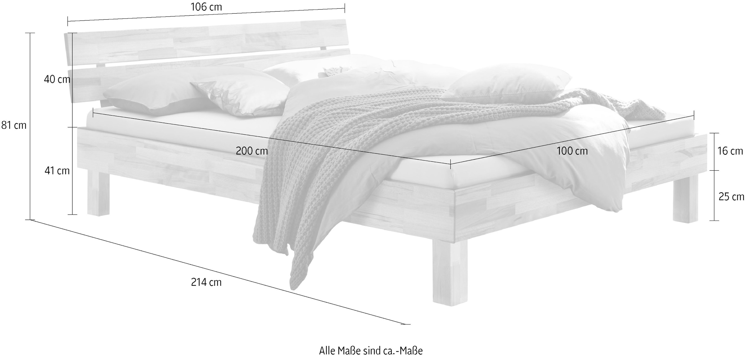 HASENA Holzbett »Prato« Fußhöhe 25 cm