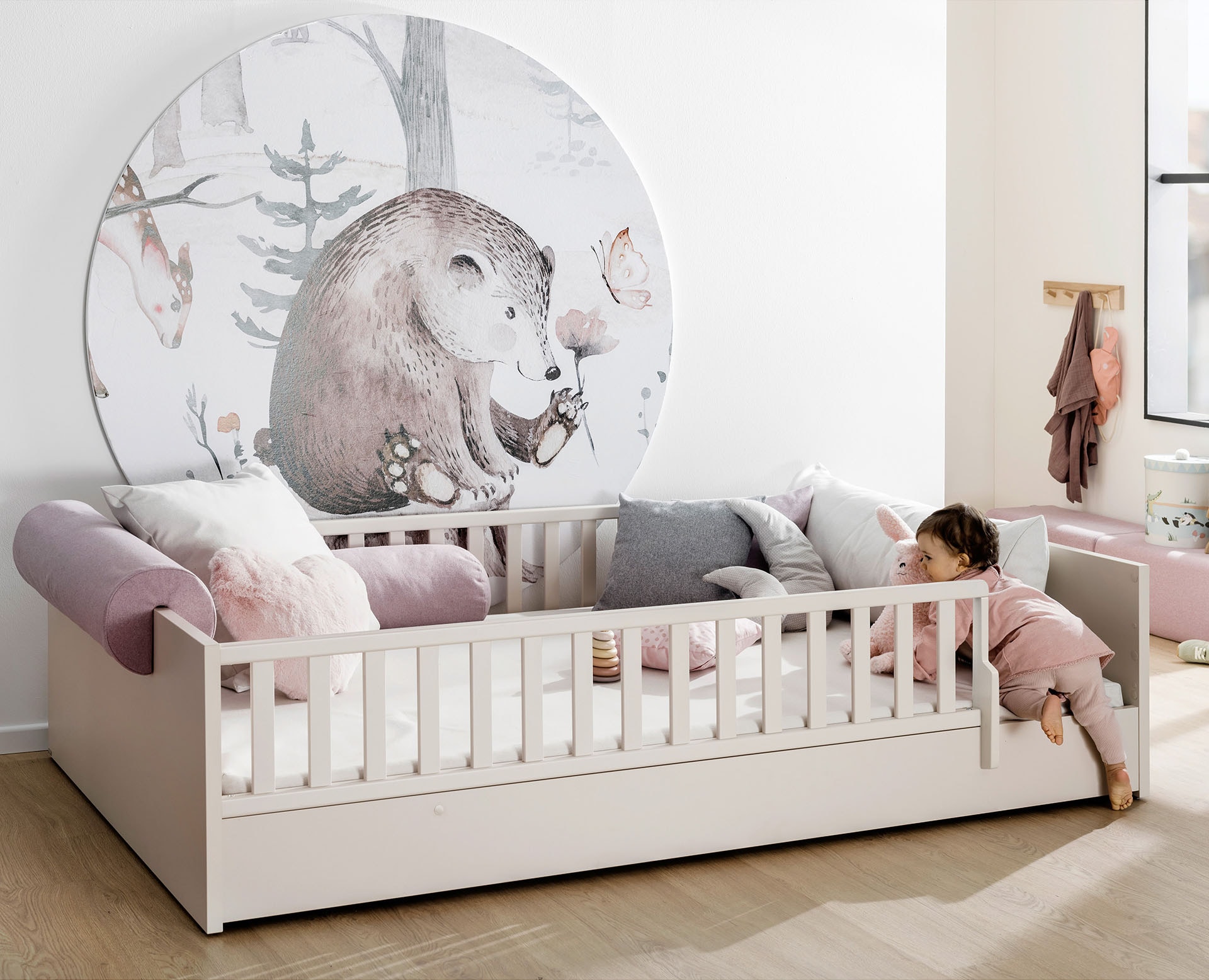 PAIDI Kinderbett »LITTLE FLO, vom Baby bis zum Teeni, in mehreren Farben und Breiten«, (Breite/Länge: 90x200cm + 120X200cm +140x200cm), umbaubar zum Kinder- oder Jugendbett, Bodenbett auch als Sofa nutzbar