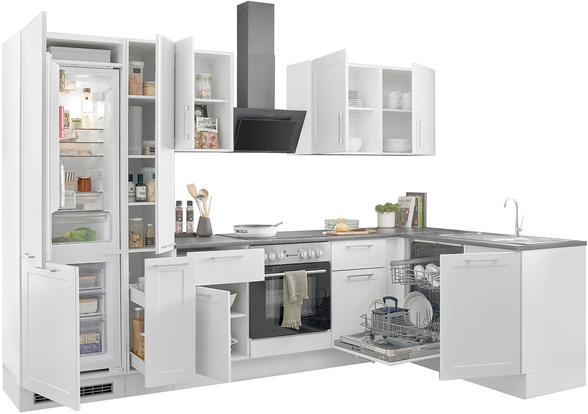 BASIC by Balculina Winkelküche »Marsi«, Stellmaße 310x175 cm, wahlweise mit E-Geräten, mit Soft-Close-Funktion