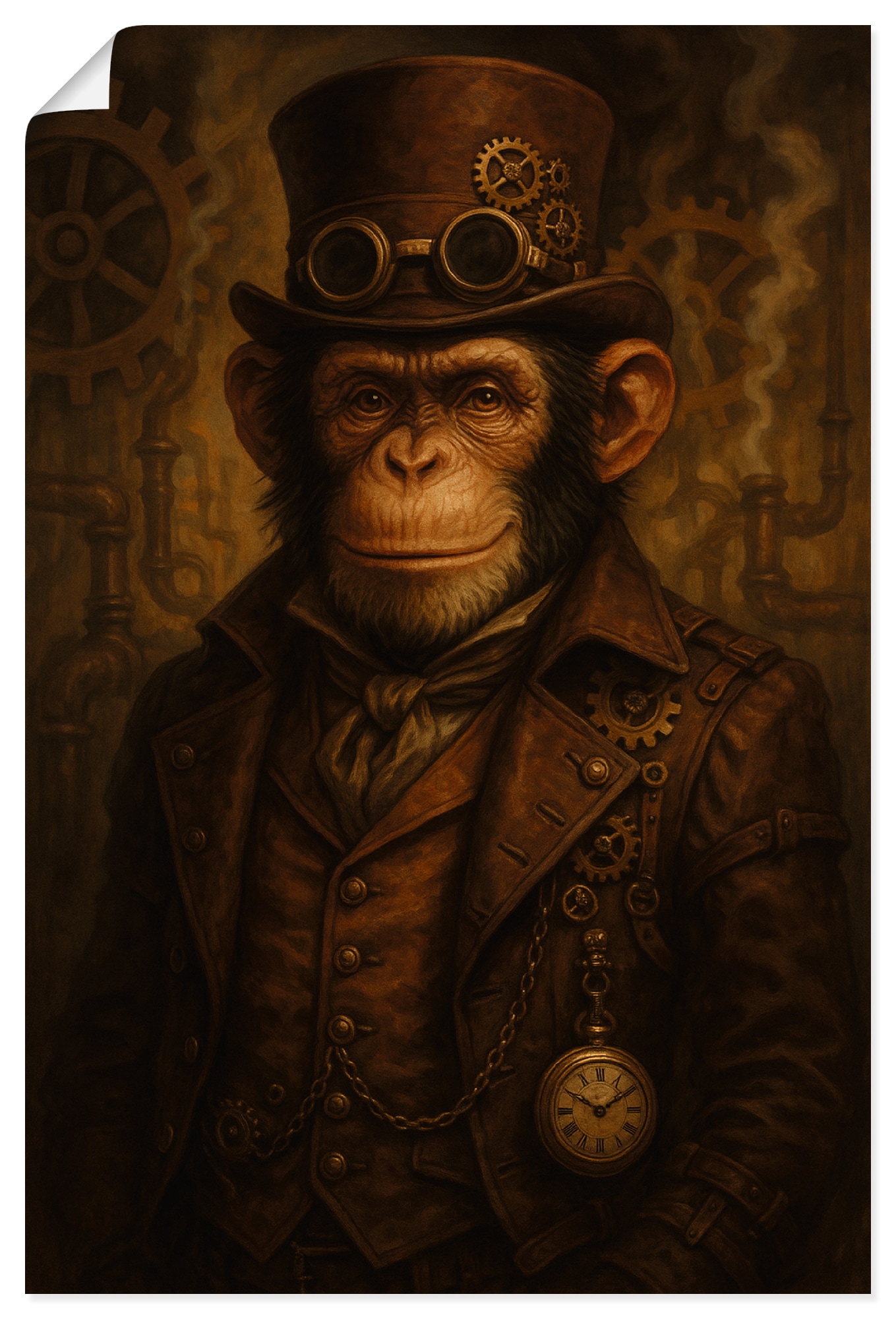 ARTLAND Steampunk Monkey Poster Brown 40x60cm