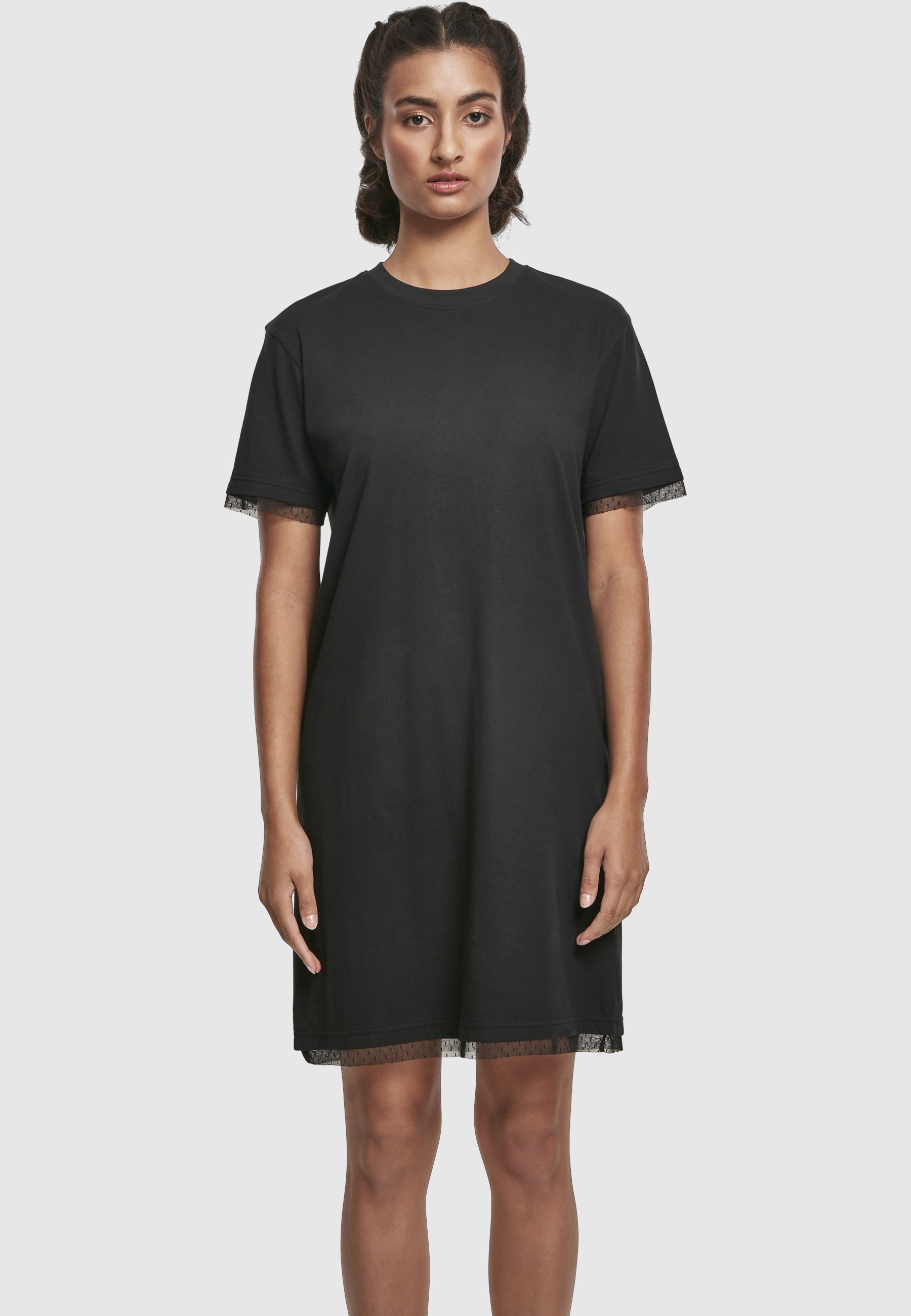 URBAN CLASSICS Shirtkleid »Urban Classics Damen Ladies Boxy Lace Hem Tee Dress« 1 Stk. tlg.