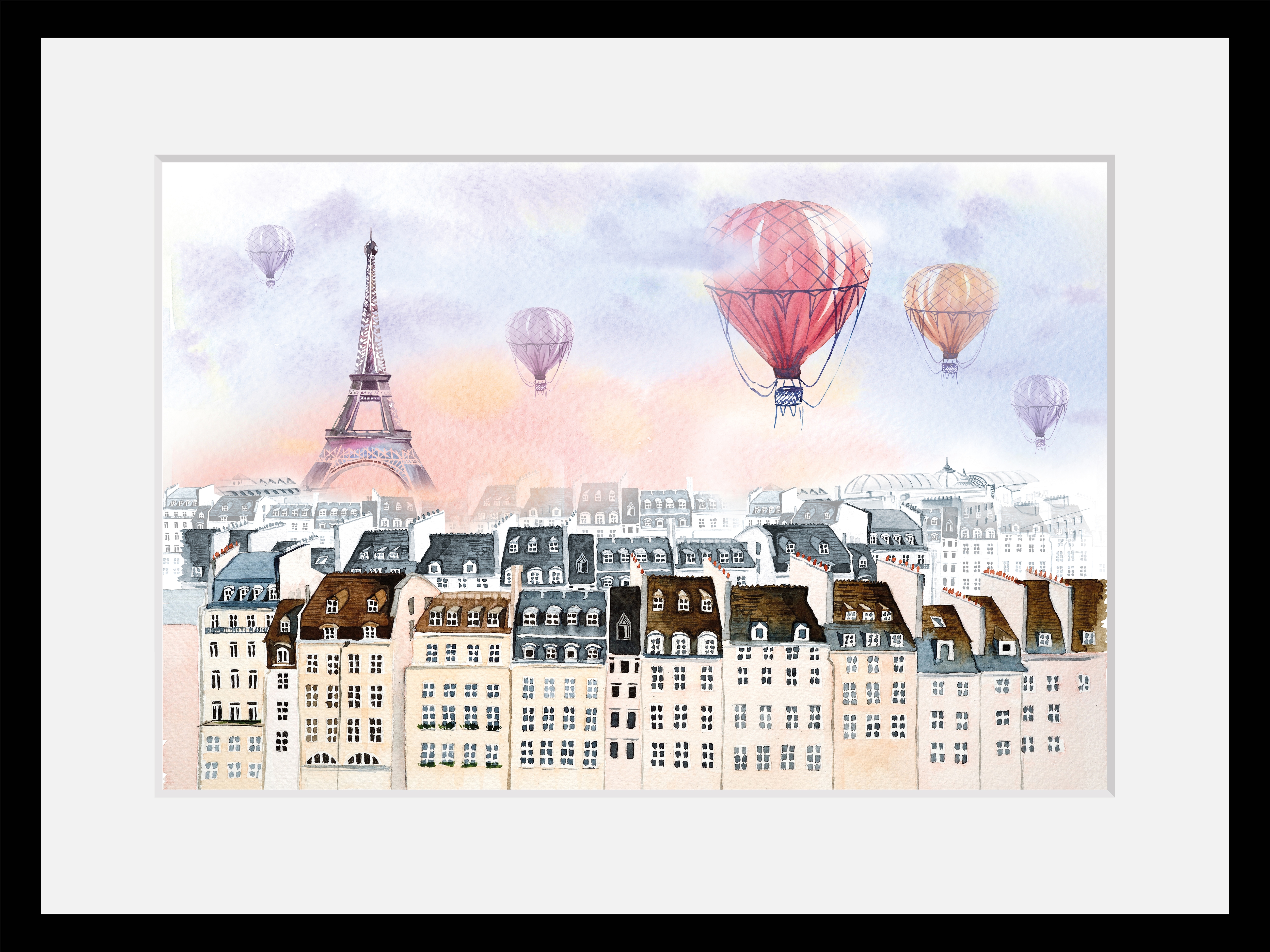 queence Bild "Heißluftballon in Frankreich" Architektonische Elemente Ballonfahren Gebäude Heißluftballon Paris Stadt HD Premium Poster-Druck inkl. Holzrahmen