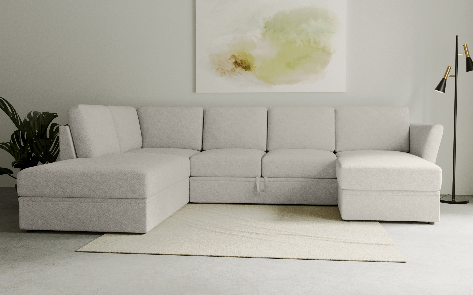 OTTO home Wohnlandschaft "Lavars Schlafsofa" mit Bettfunktion und Stauraum, in zwei verschiedenen Bezugsqualitäten