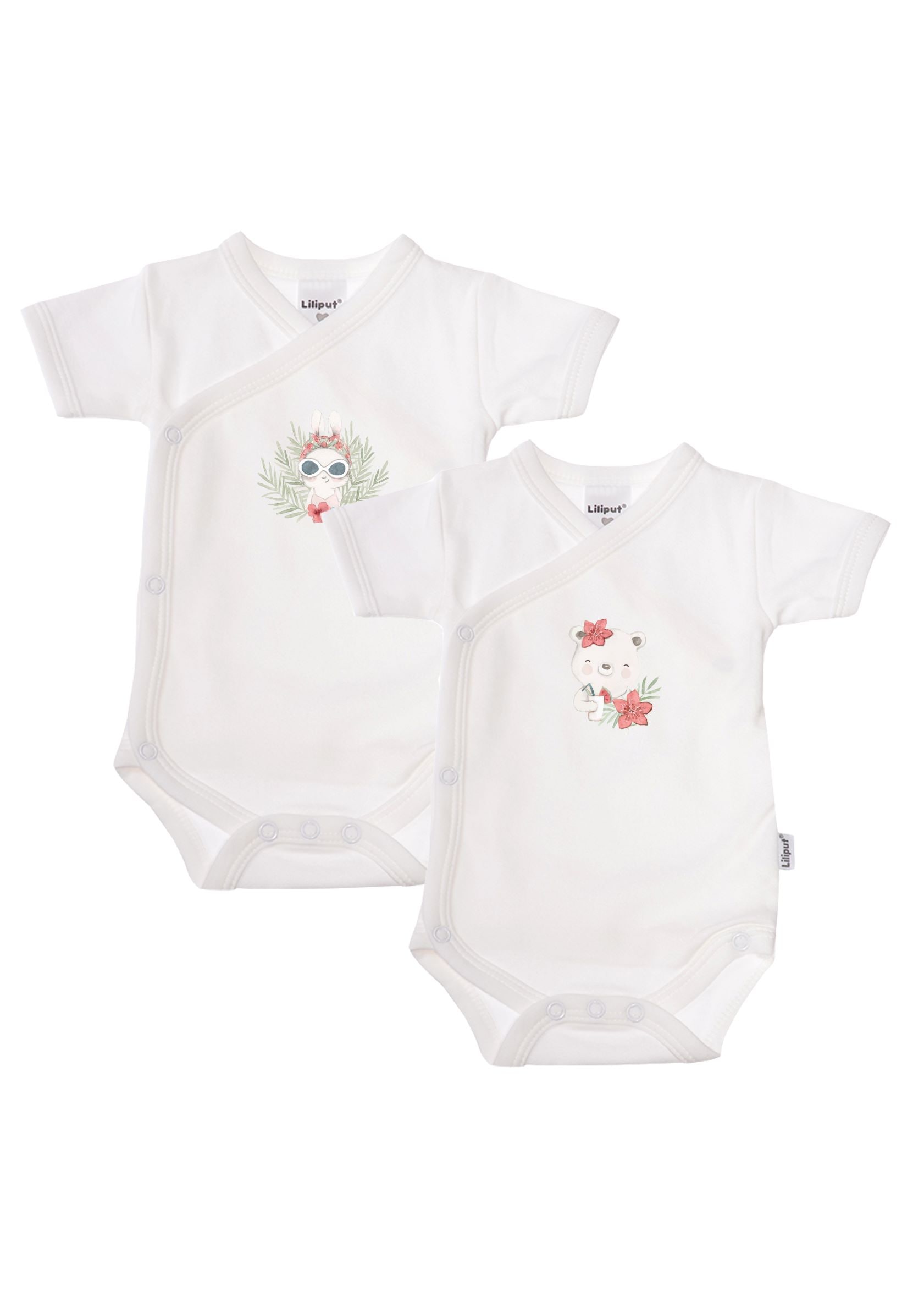 Liliput Wickelbody "Tropical Bunny" 2 Stk. mit praktischer Druckknopfleiste