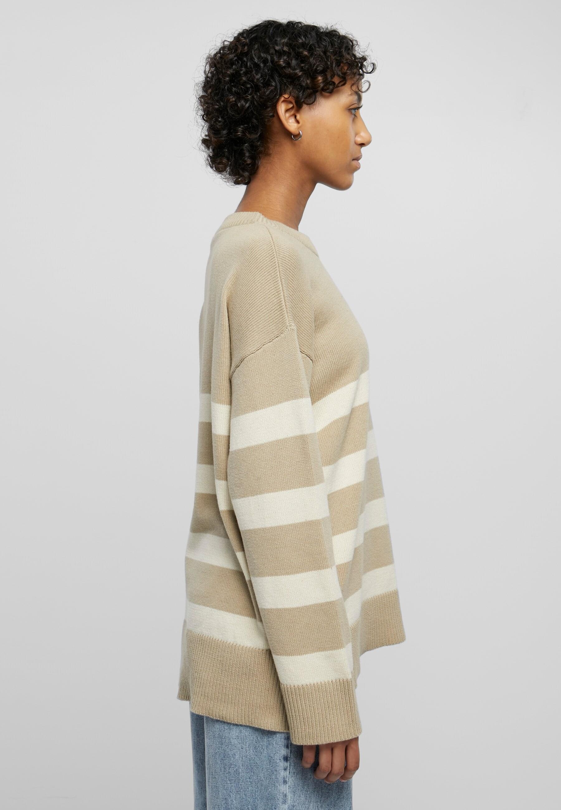 URBAN CLASSICS Rundhalspullover »Urban Classics Damen Ladies Striped Knit Crew Sweater«, (1 tlg.)