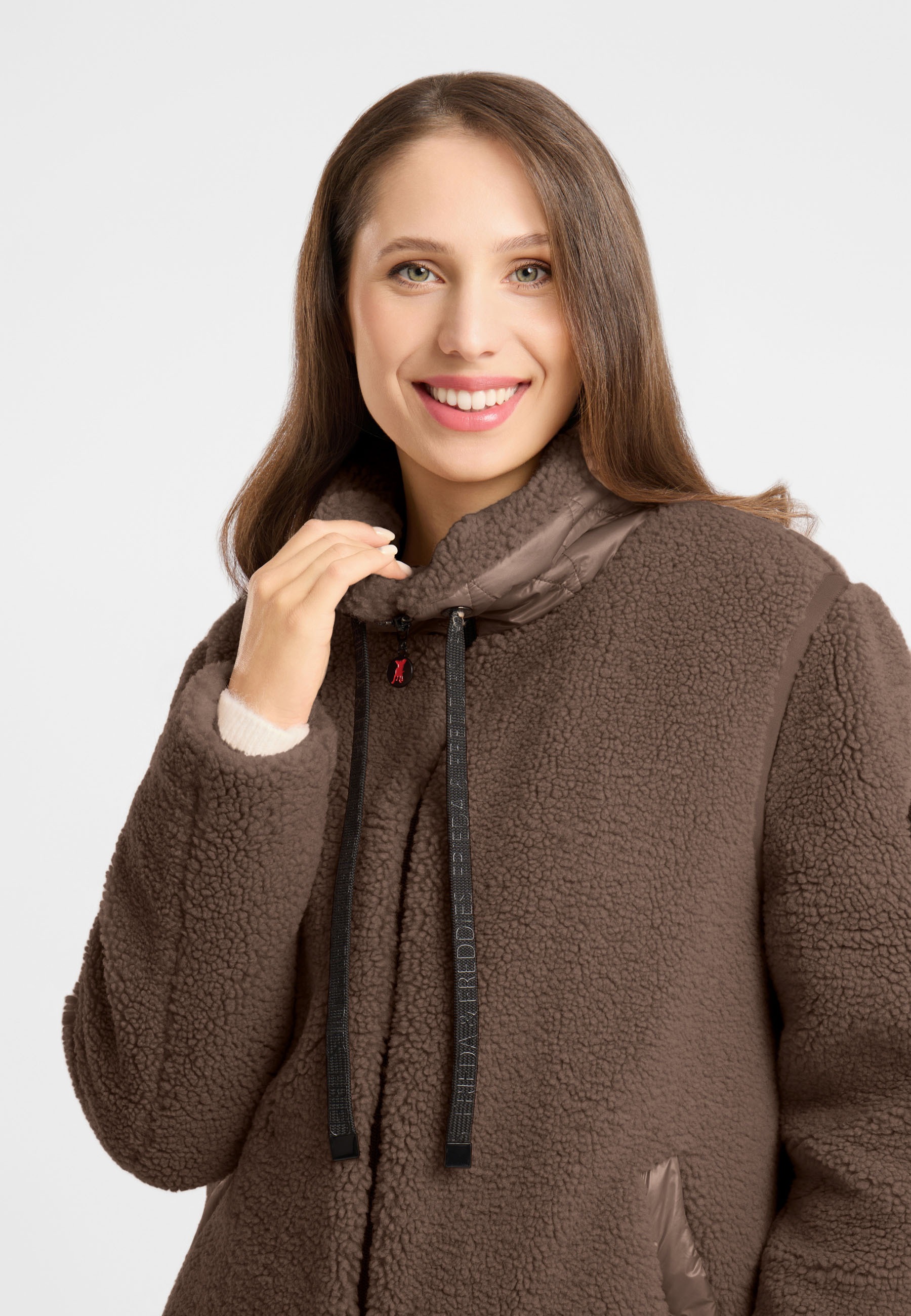 Frieda & Freddies Winterjacke »Frieda & Freddies Teddyjacke mit Nylon-Details«