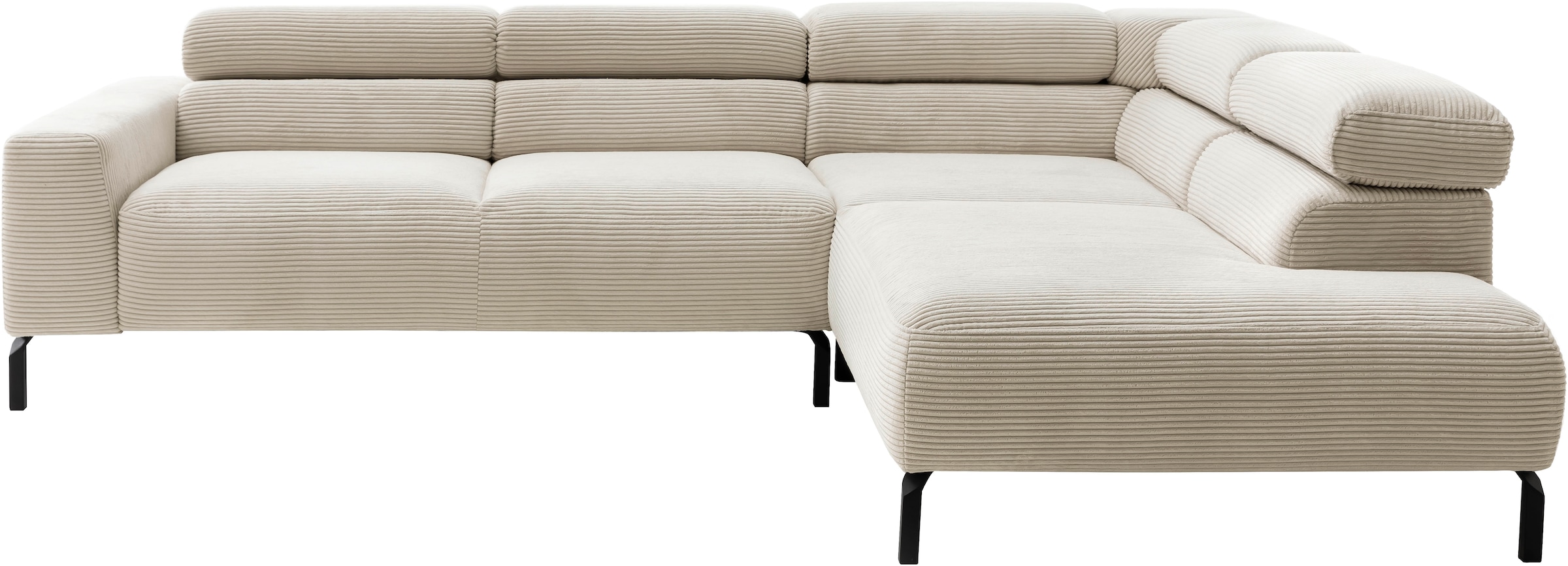 Places of Style Ecksofa »Antonelli, L-Form, inkl. Kopfteilverstellung, Breite 276 cm«, mit elektrischer Sitztiefenverstellung, in Cord, natur