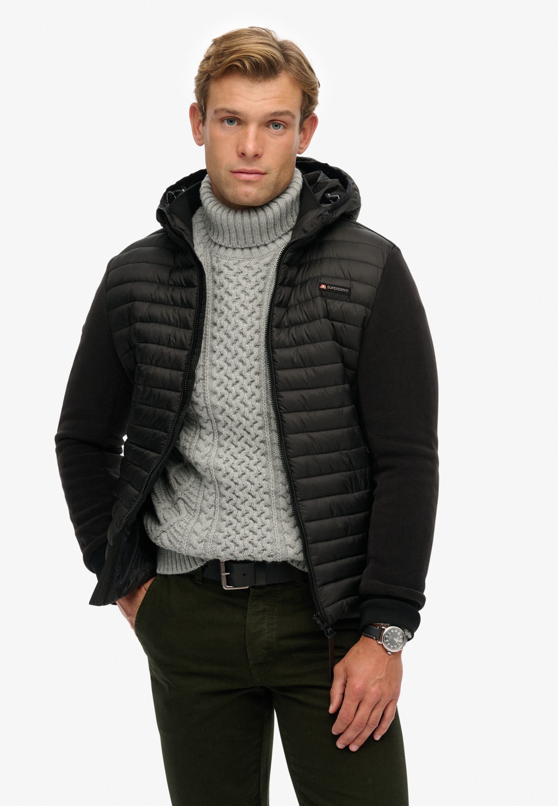 Superdry Steppjacke "HOOD STORM FLEECE HYBRID JKT", mit Kapuze günstig online kaufen