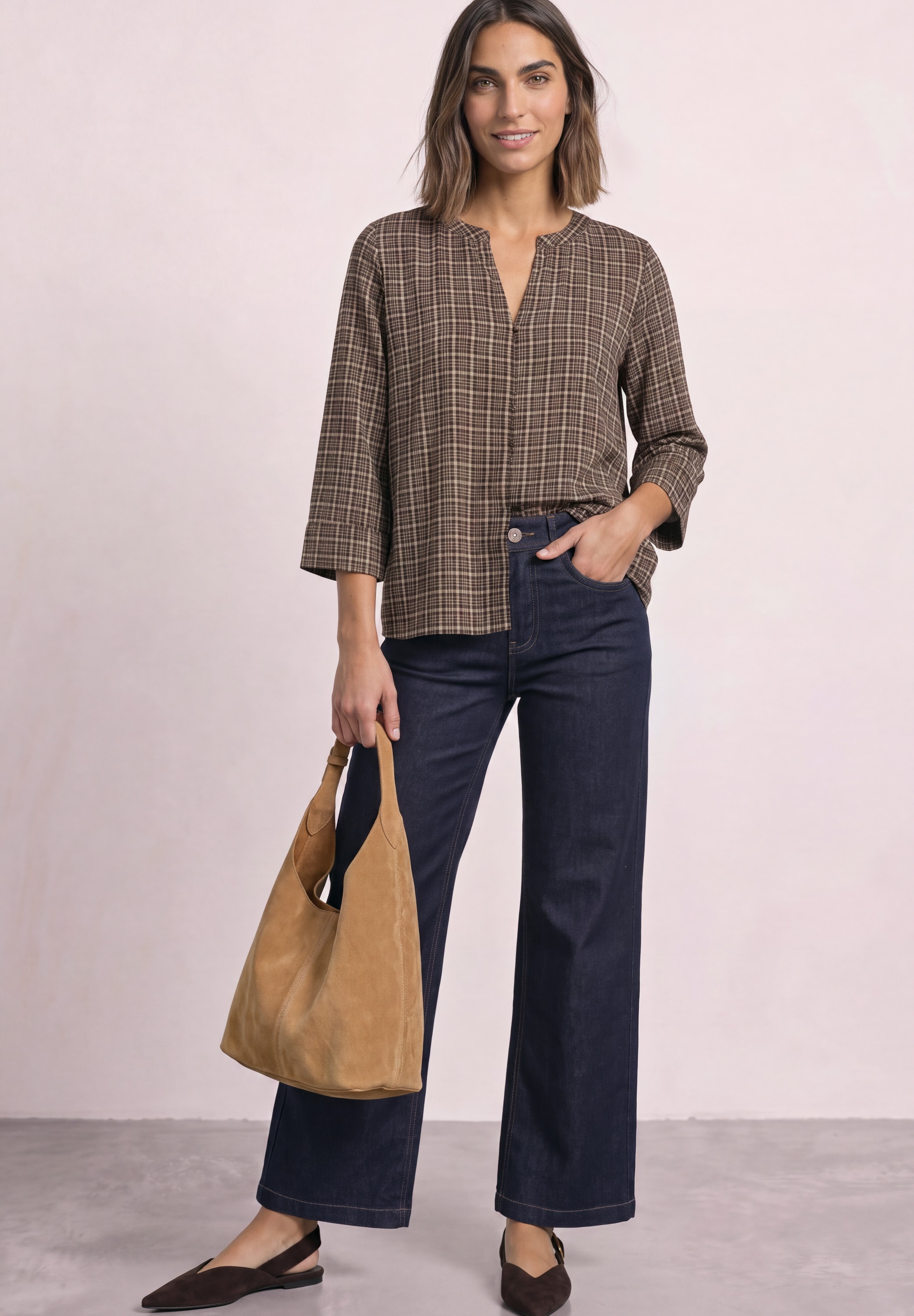 STREET ONE Druckbluse 3/4-Tunika-Bluse mit Splitneck und Allover-Print