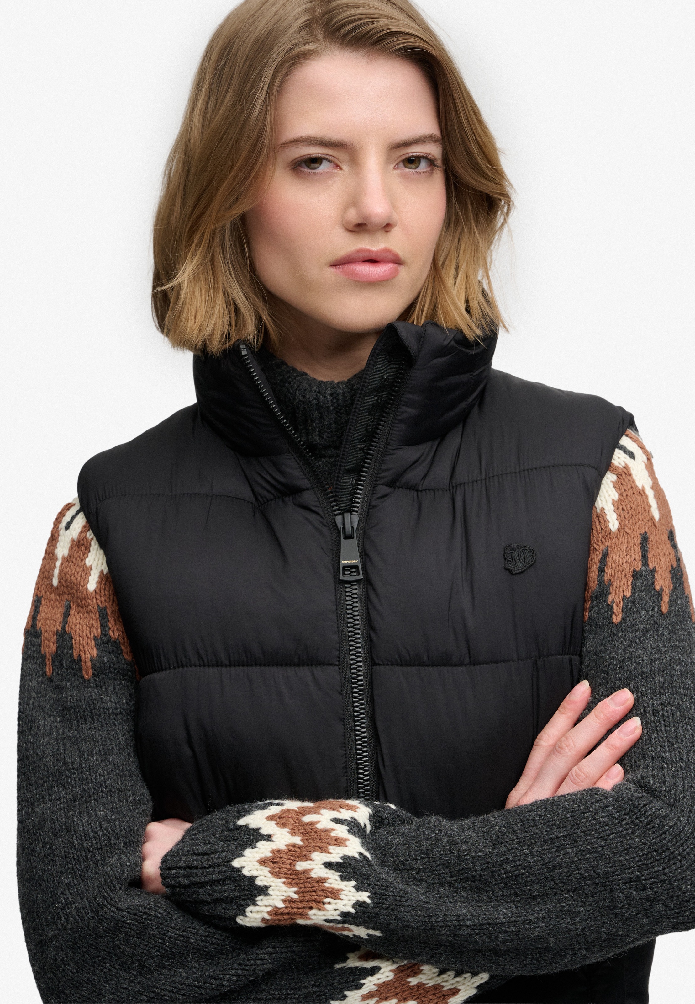 Superdry Steppweste »BORG LINED GILET« Kunstfaser, regular fit