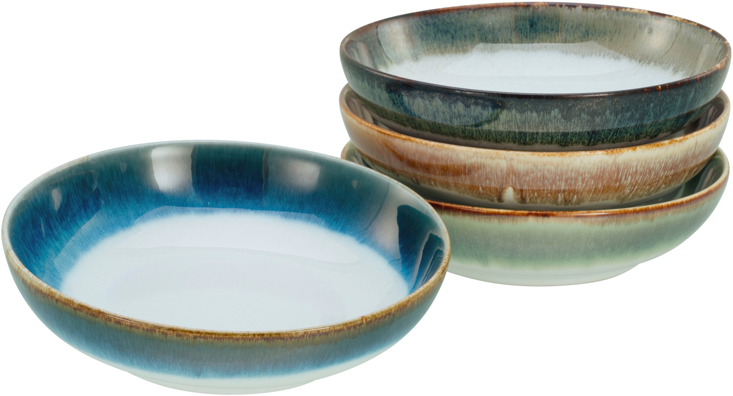 CREATABLE Schale "Cascade, Poke Bowl 22,5 cm 4-tlg", Ø 22,5cm, bunt, Schüsseln, Rekativglasur, Healthy Food